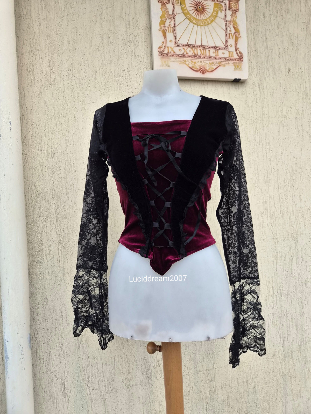 Haut corset velours et dentelle