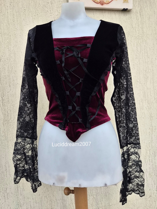 Haut corset velours et dentelle