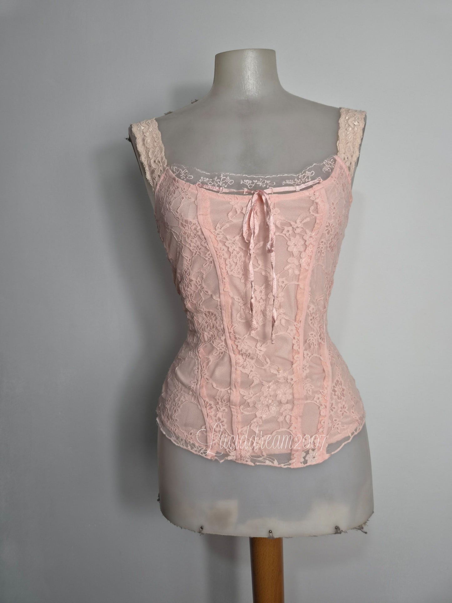 Pink lace corset top