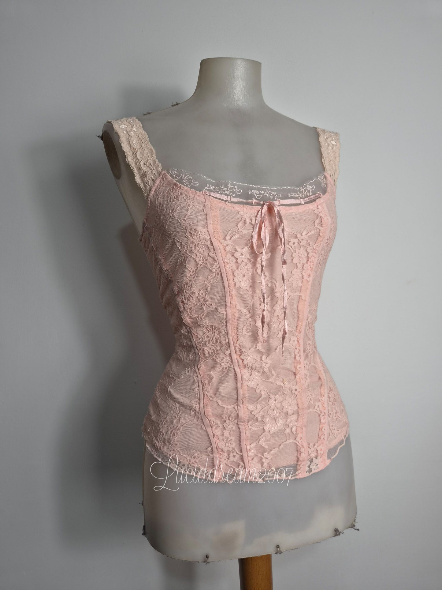 Pink lace corset top