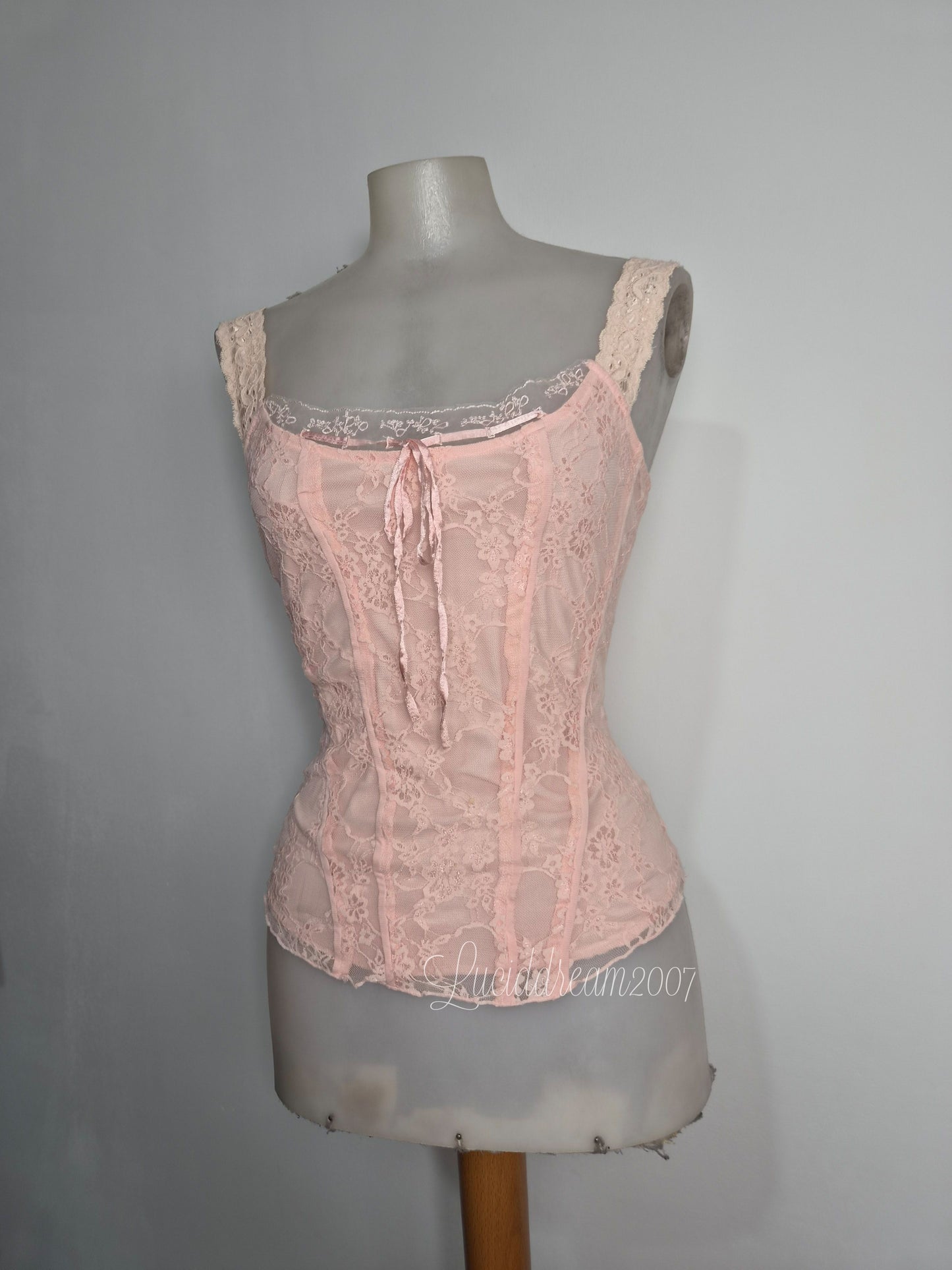 Pink lace corset top