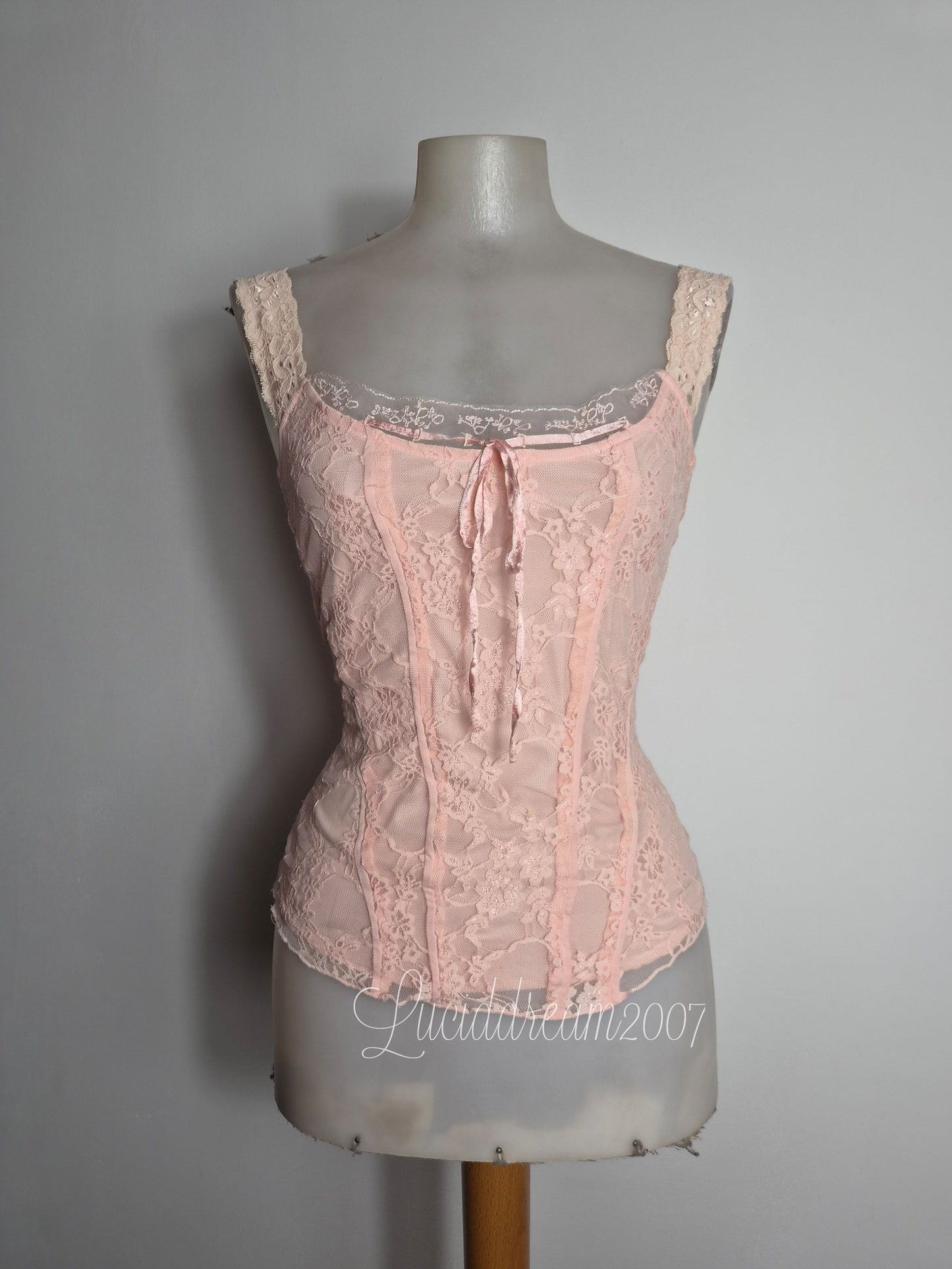 Pink lace corset top