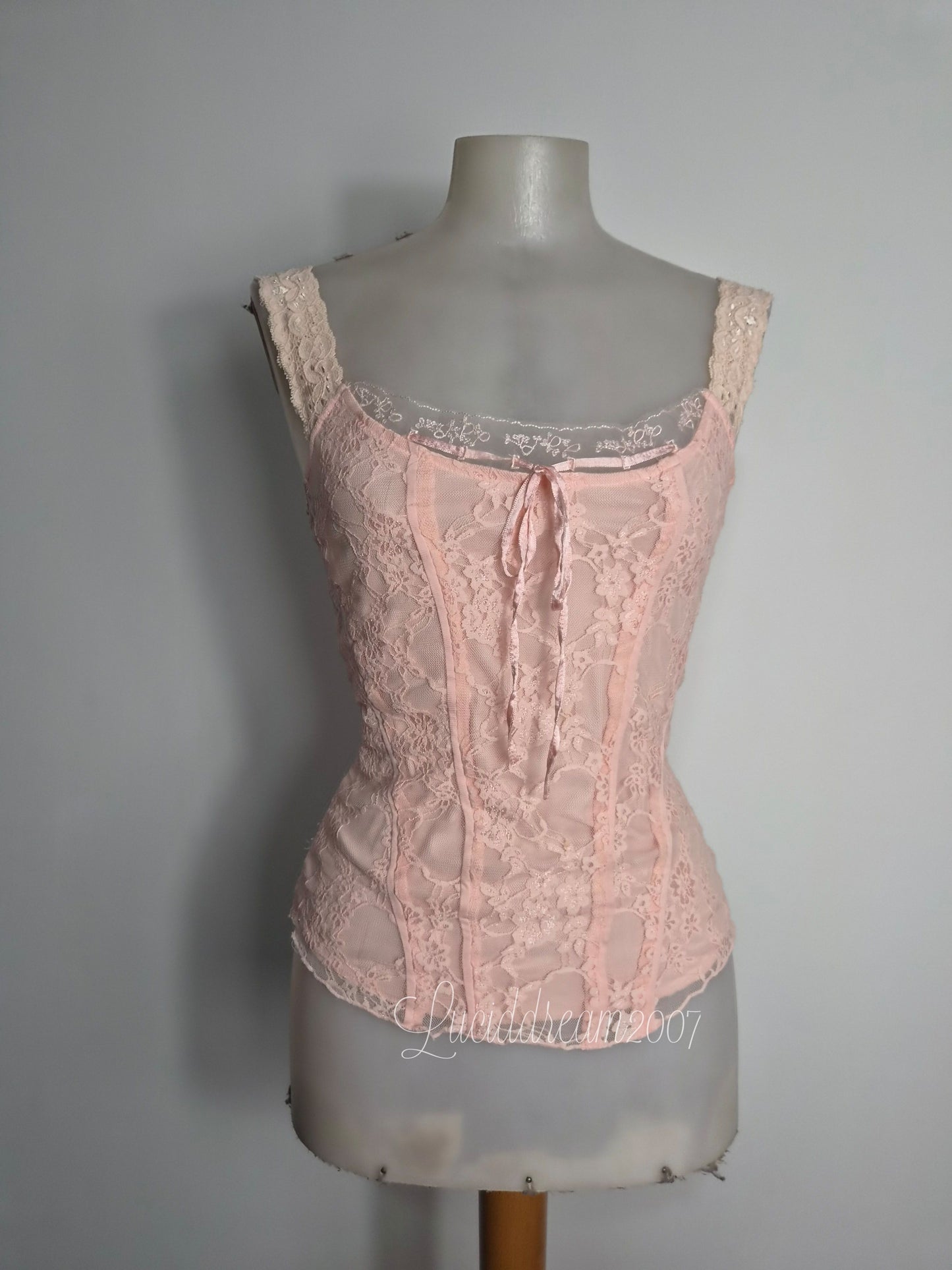 Pink lace corset top