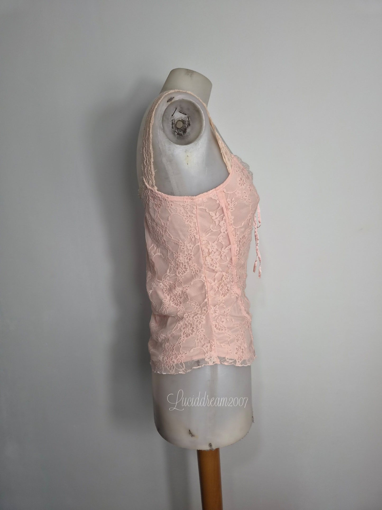 Pink lace corset top