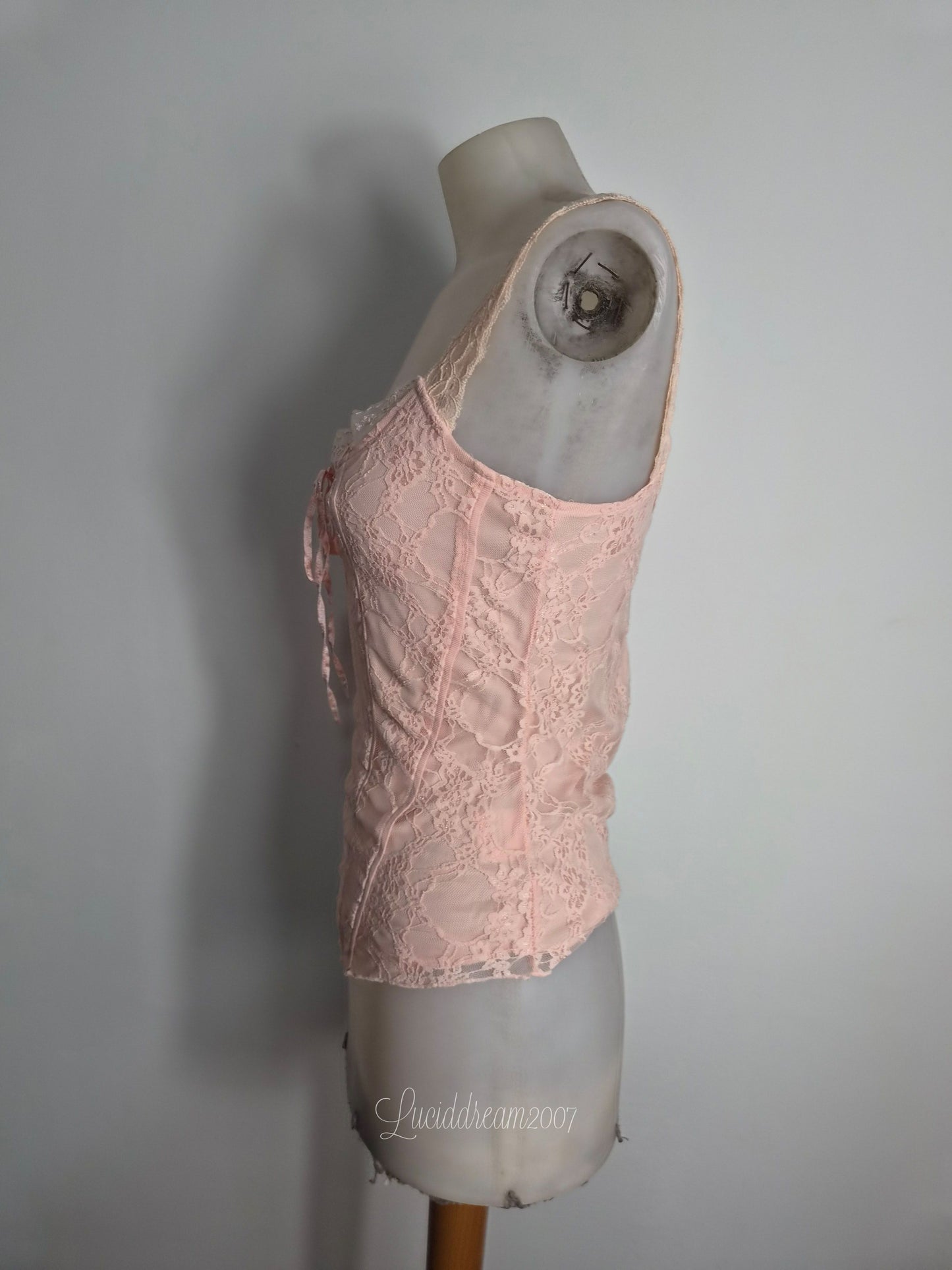 Pink lace corset top