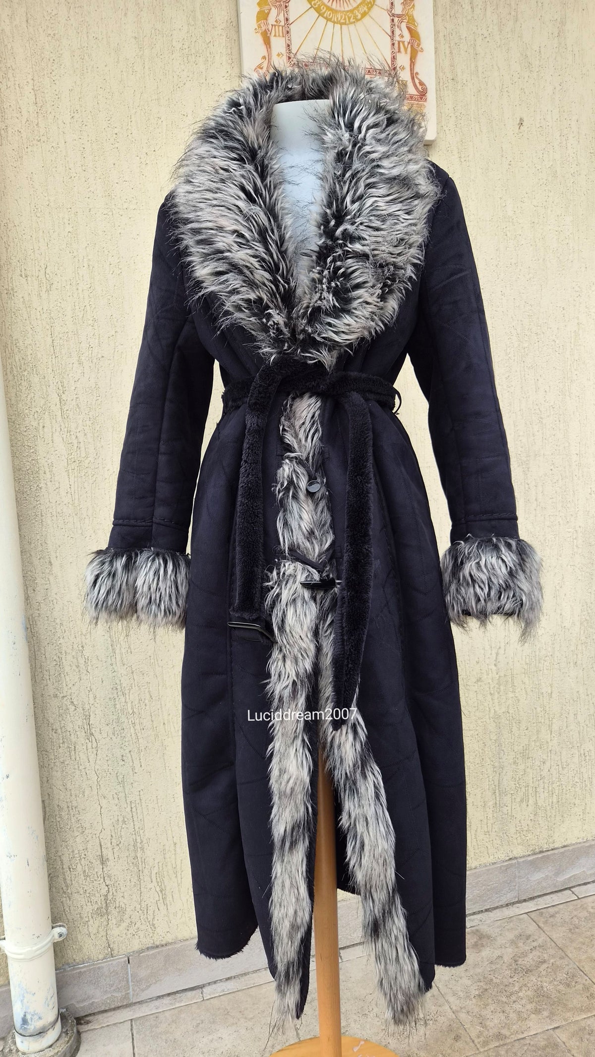 Afghan coat gris anthracite
