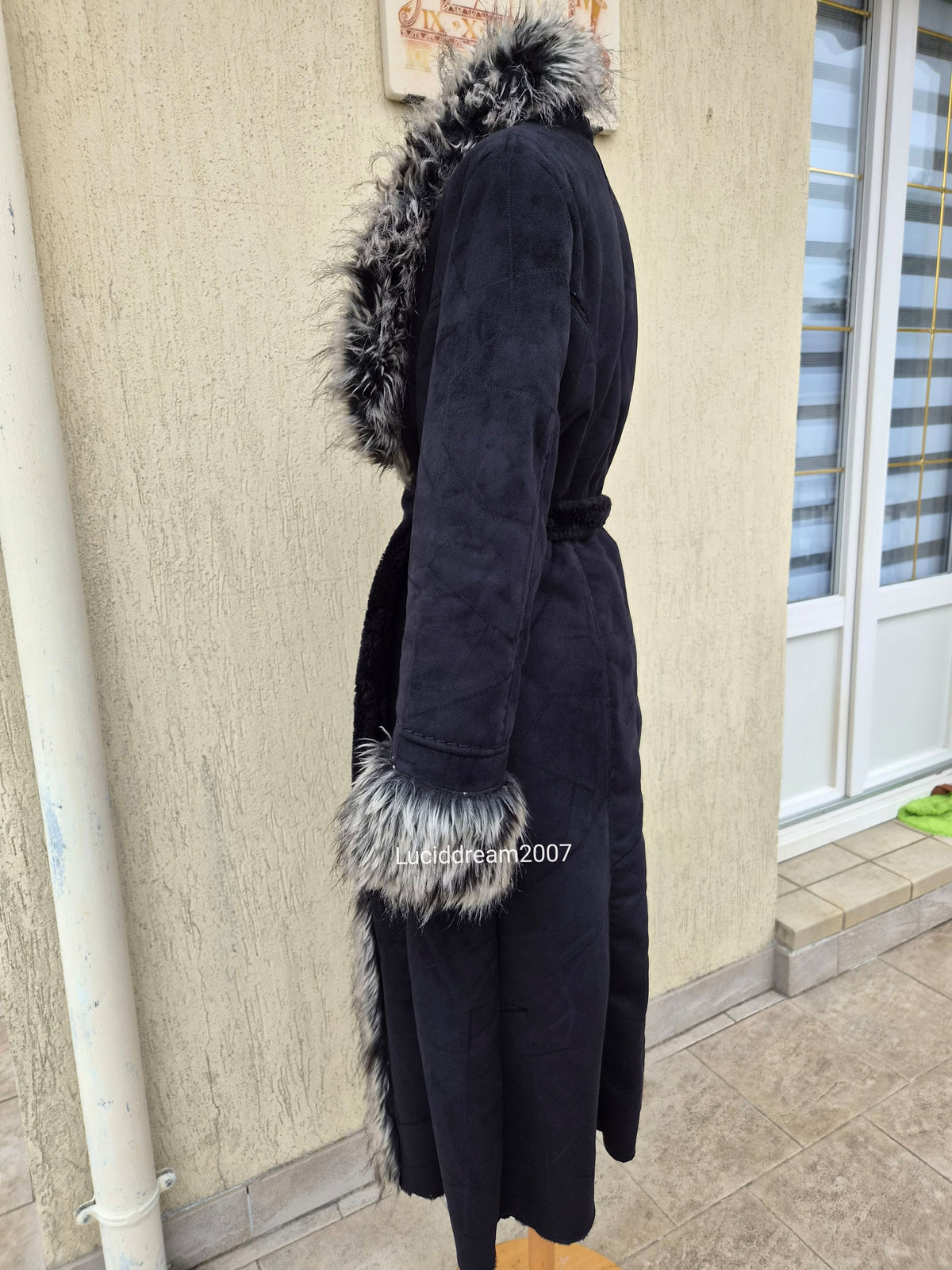 Afghan coat gris anthracite