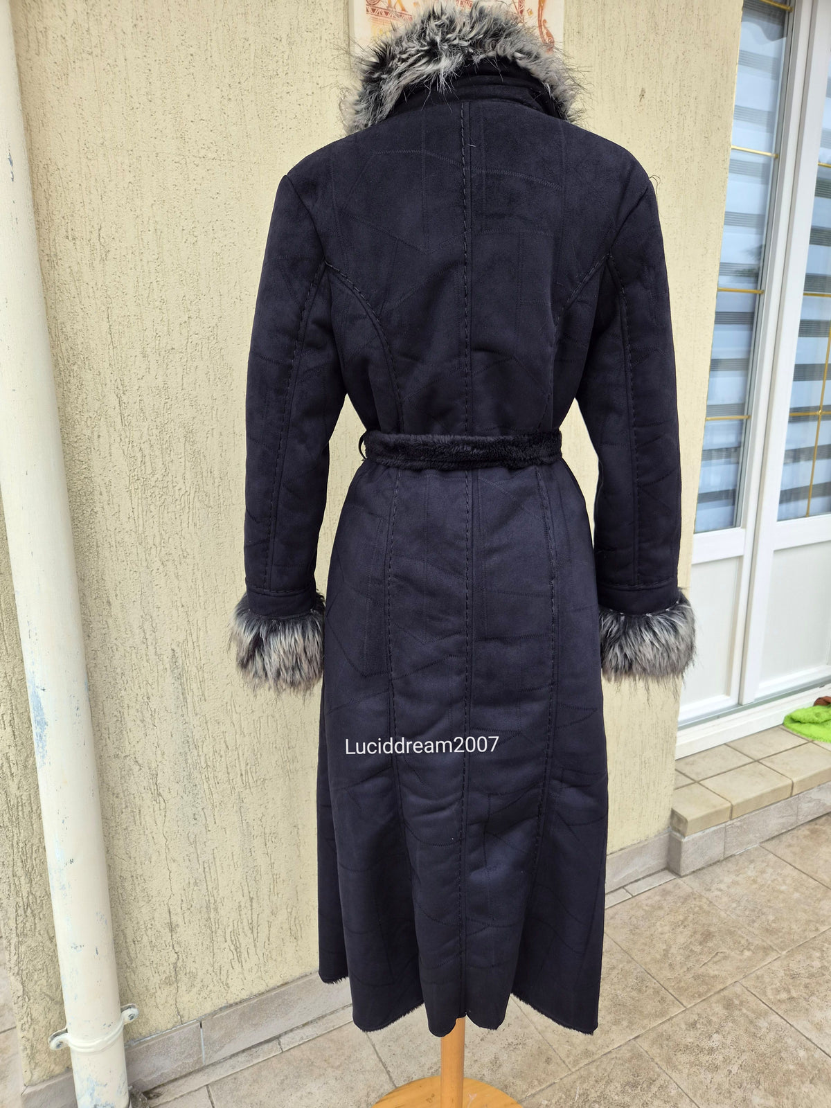 Afghan coat gris anthracite