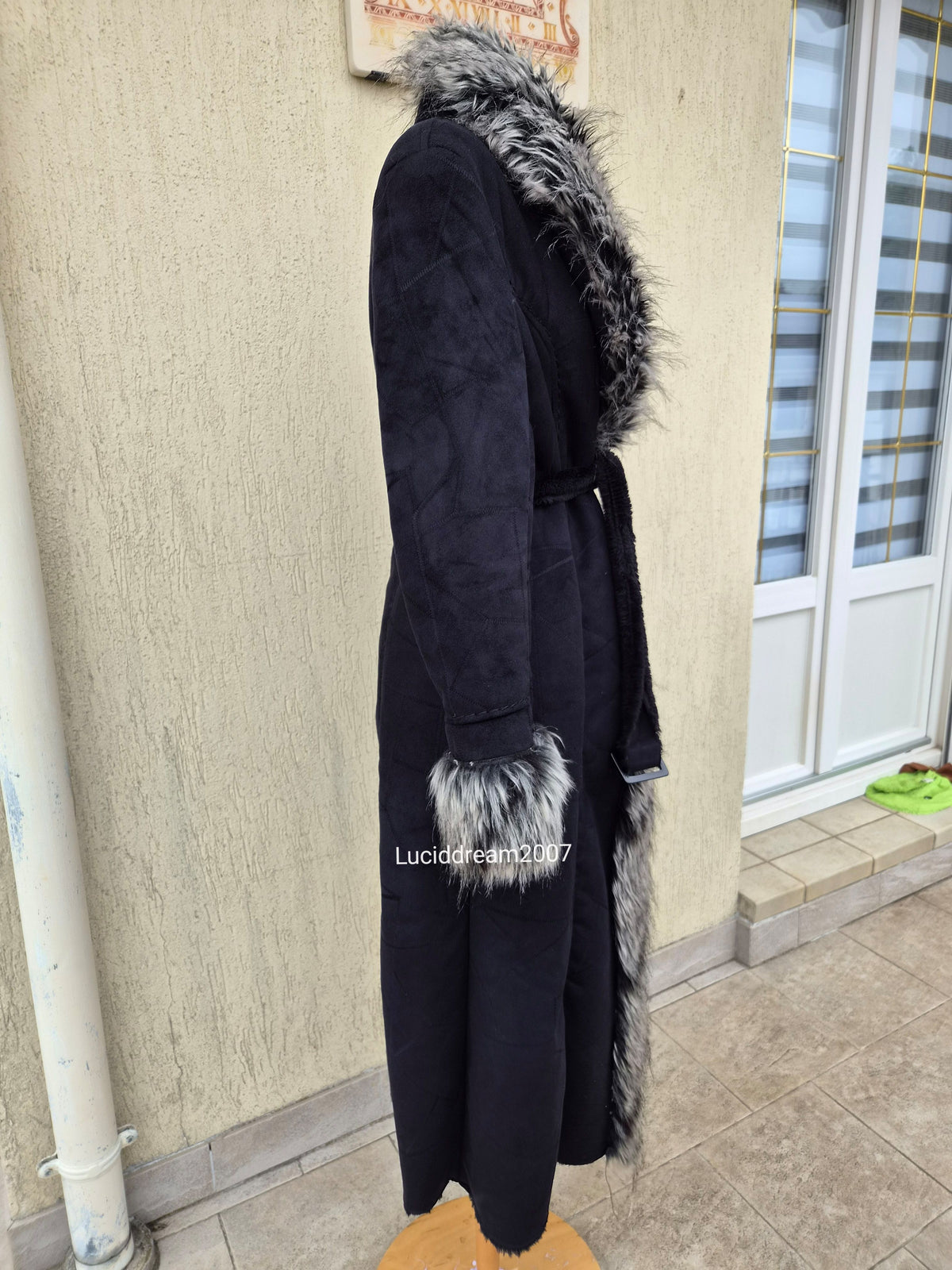 Afghan coat gris anthracite
