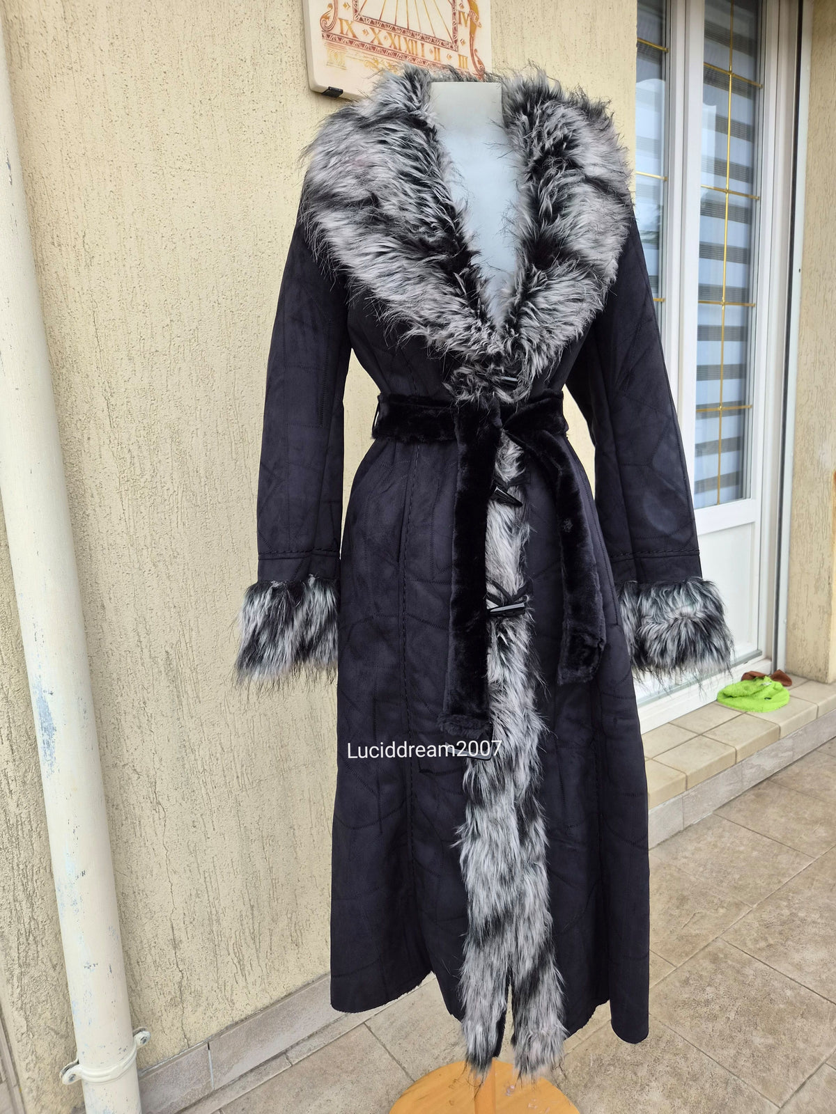 Afghan coat gris anthracite
