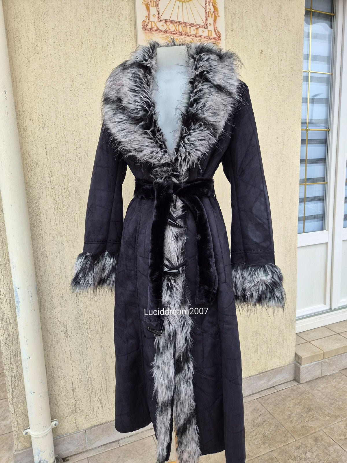 Afghan coat gris anthracite