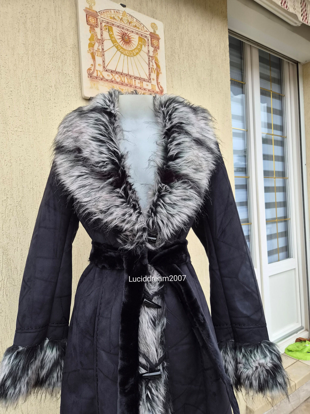 Afghan coat gris anthracite