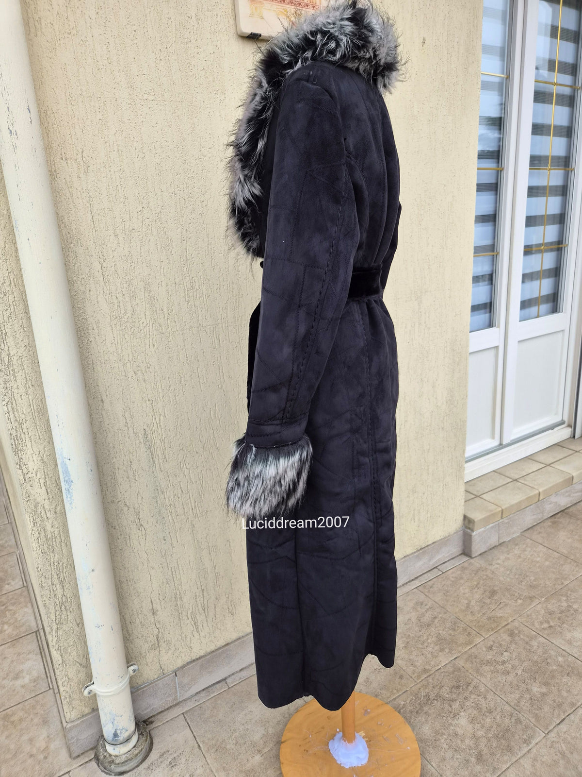 Afghan coat gris anthracite