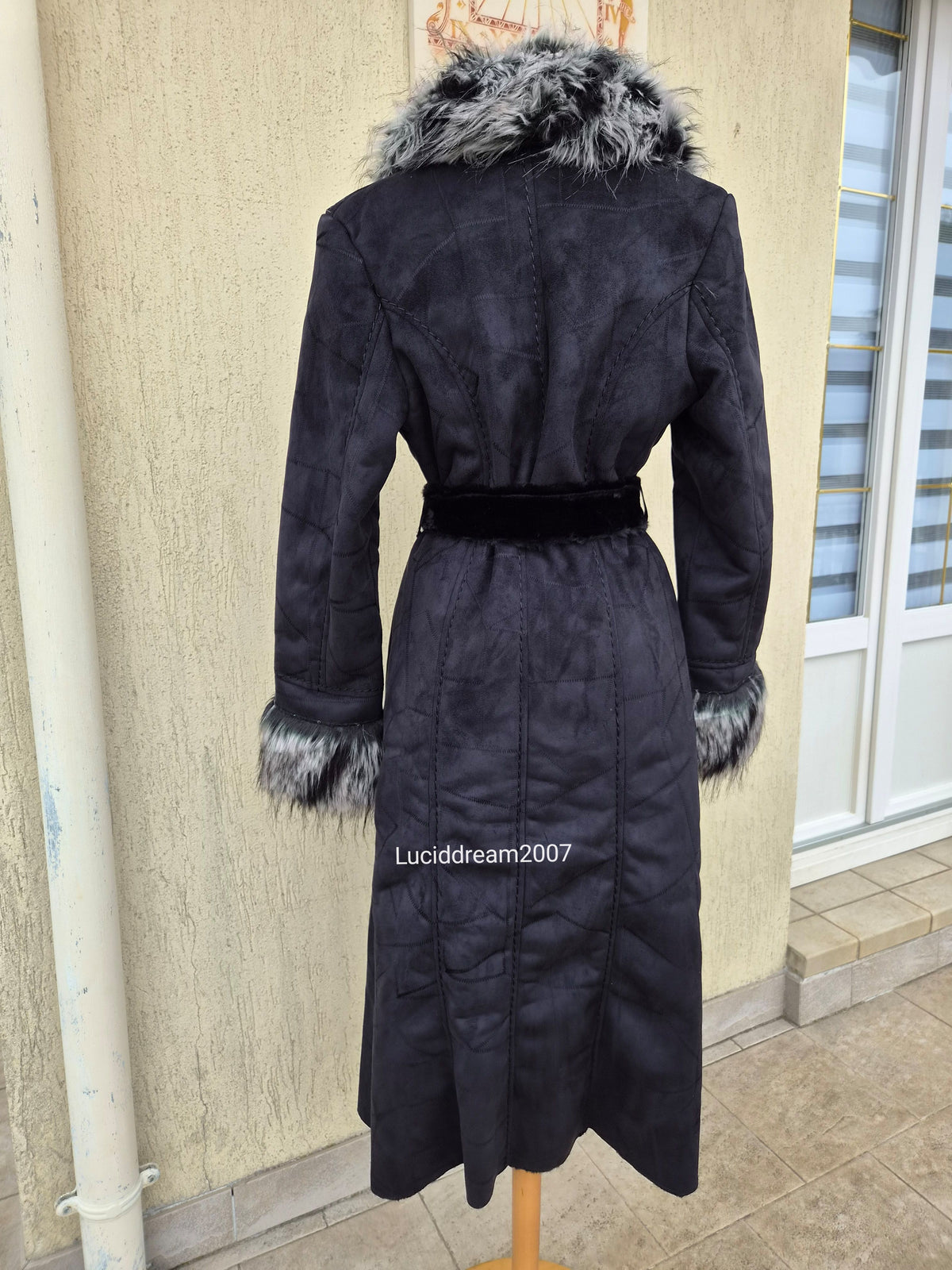 Afghan coat gris anthracite