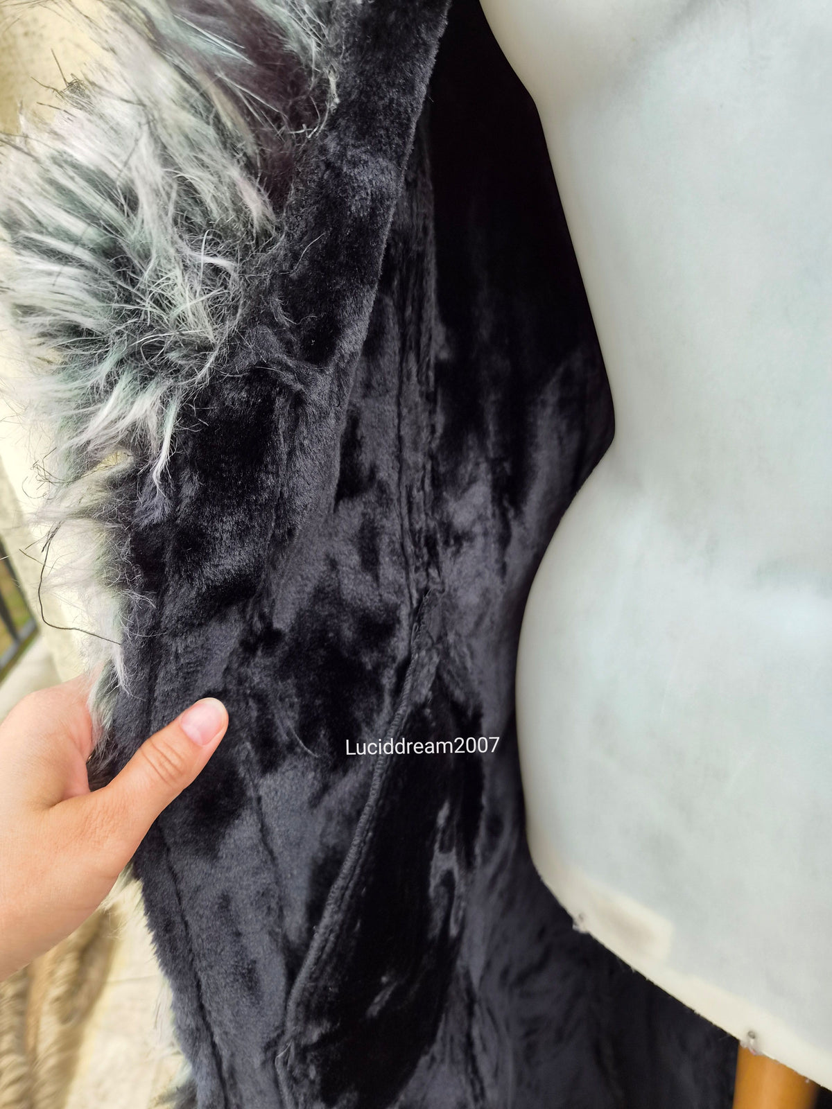 Afghan coat gris anthracite