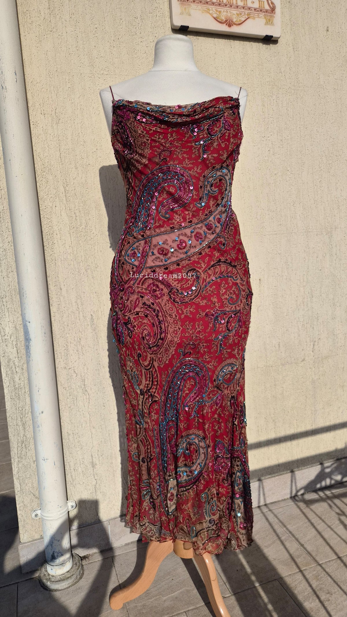 Red embroidered dress