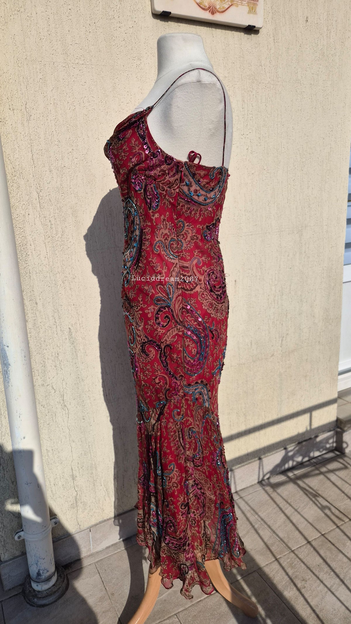 Red embroidered dress
