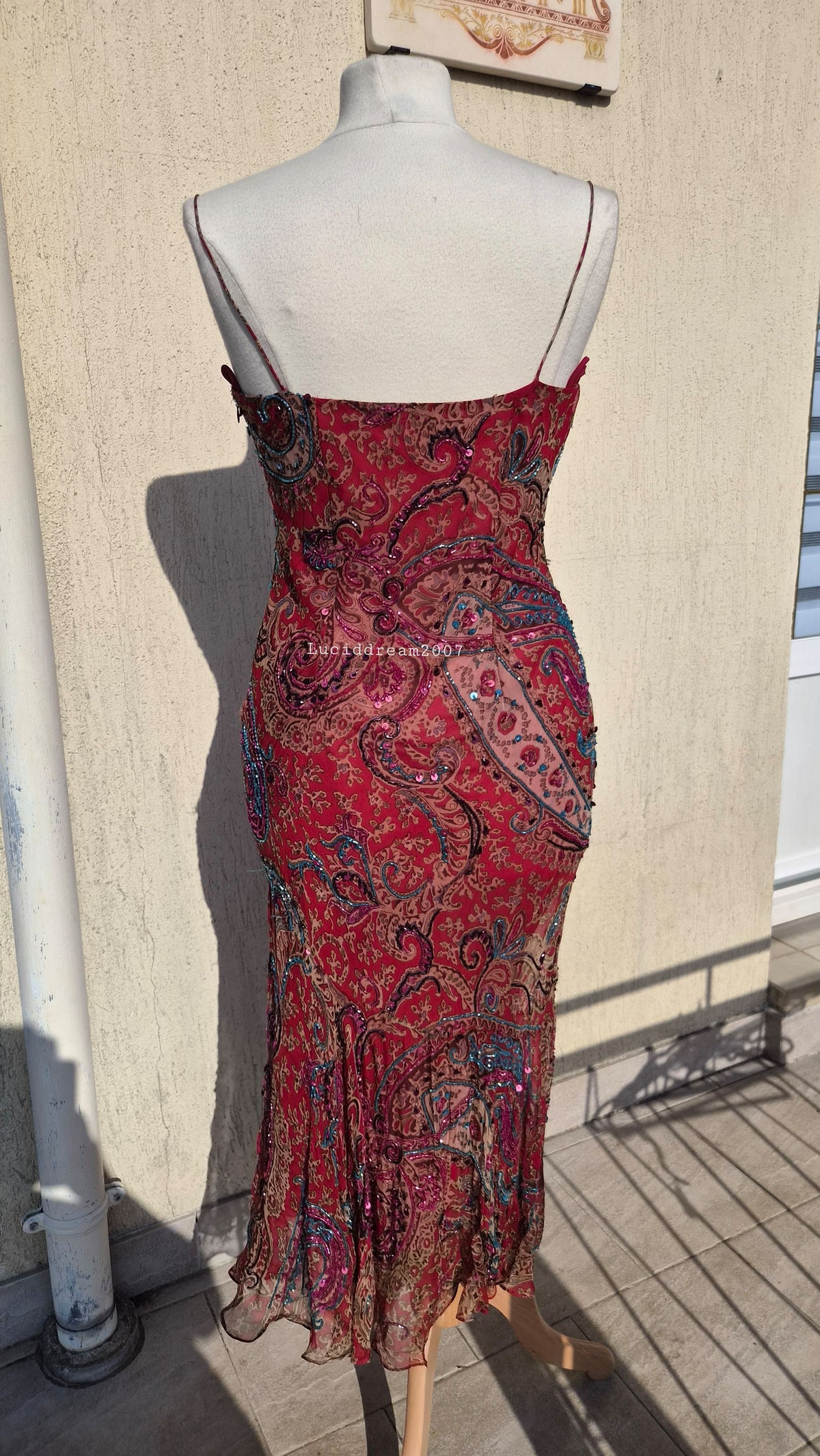 Red embroidered dress