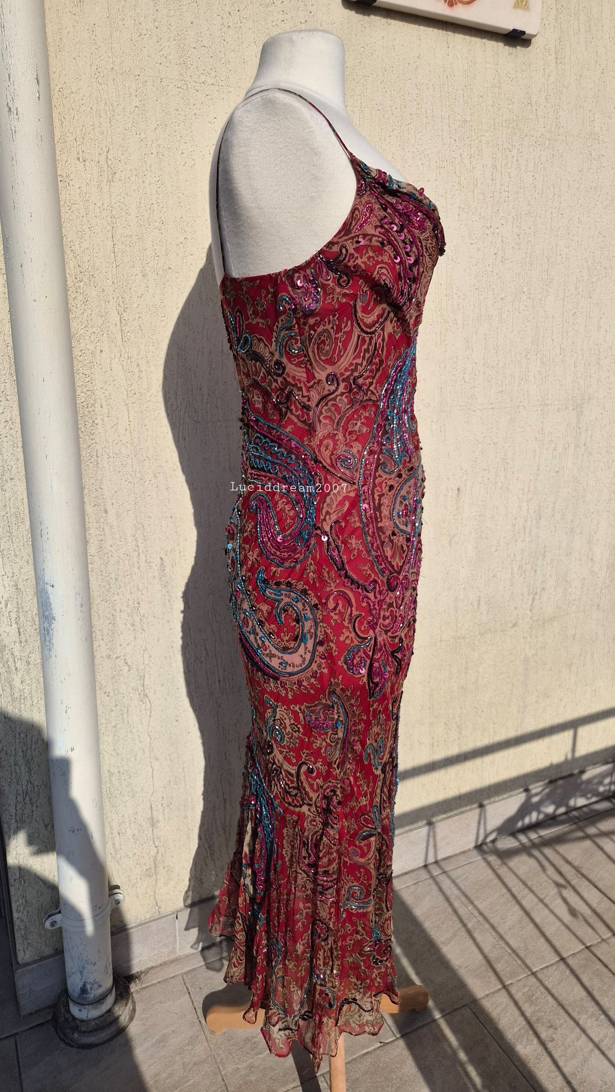Red embroidered dress