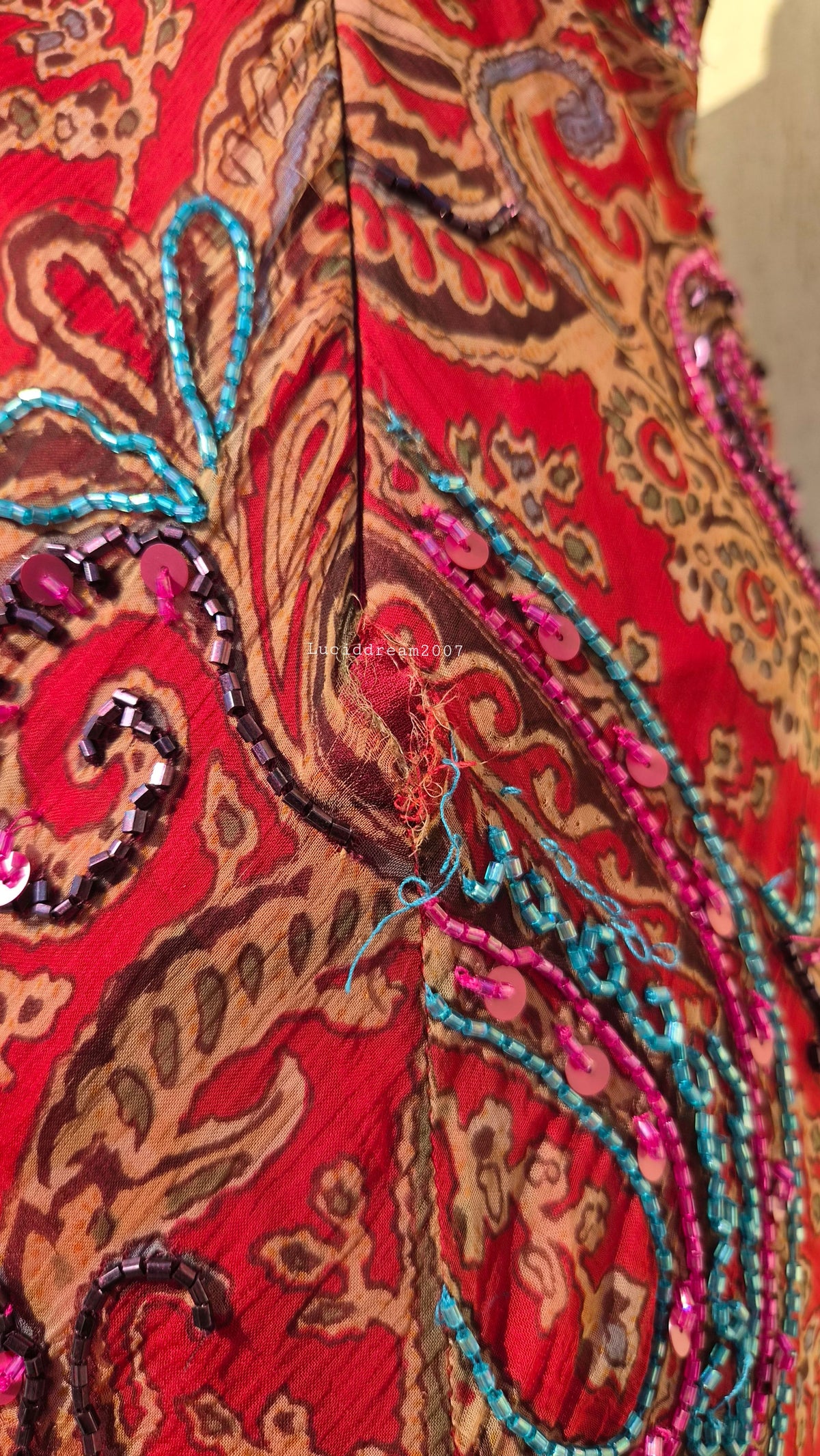 Red embroidered dress