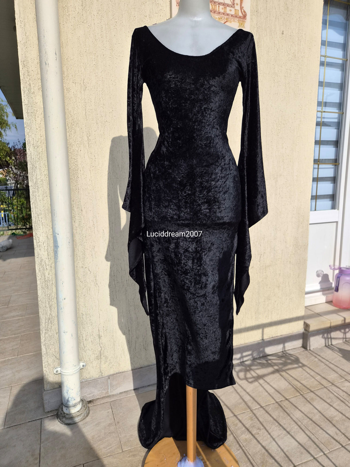 The Black Rose long black velvet dress