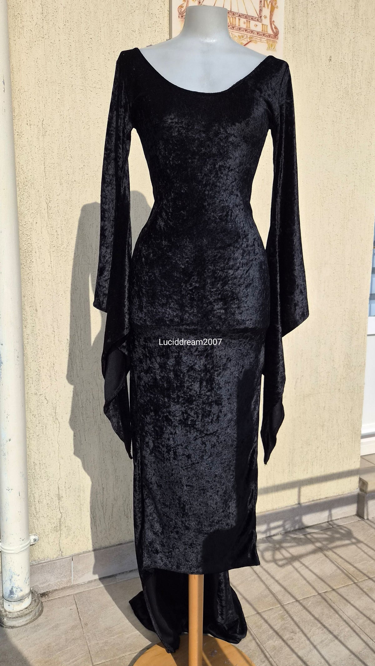 The Black Rose long black velvet dress