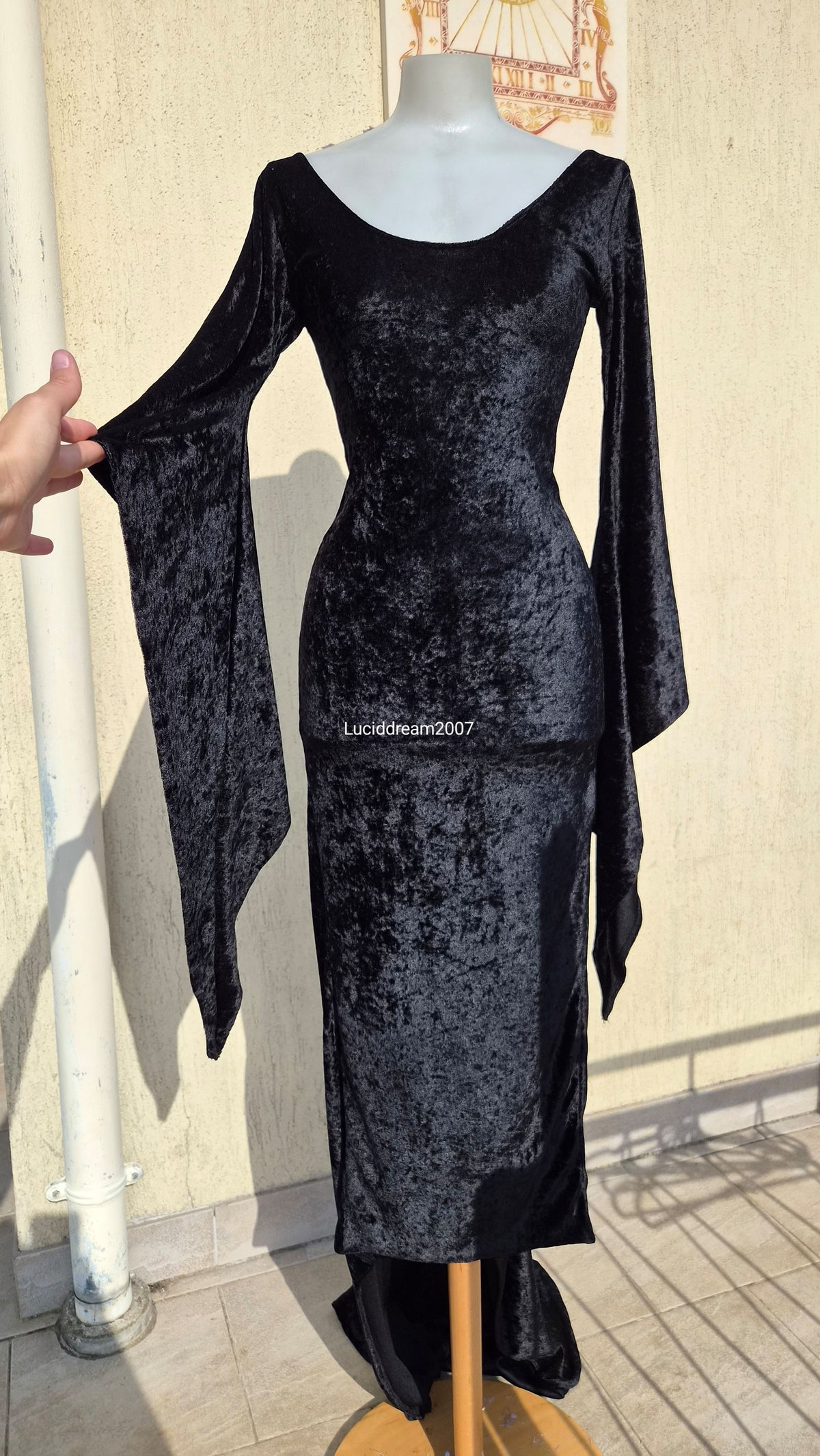 The Black Rose long black velvet dress