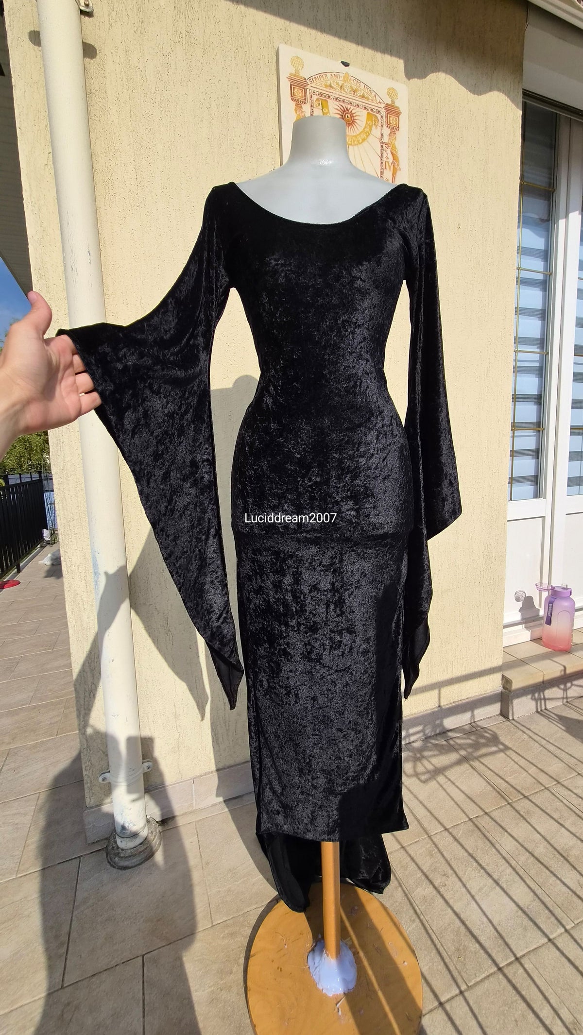 The Black Rose long black velvet dress