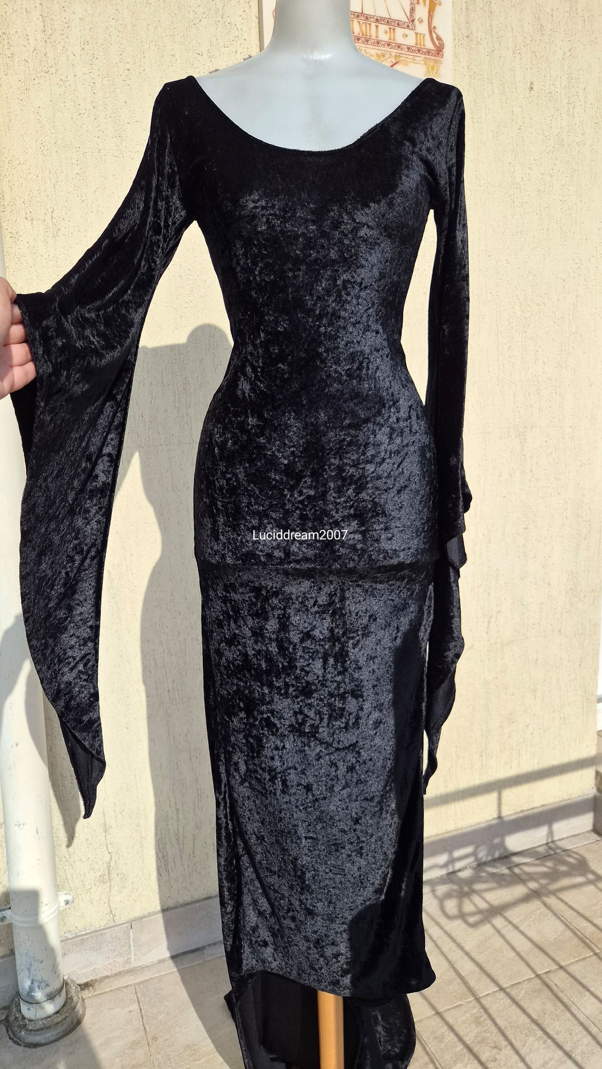 The Black Rose long black velvet dress