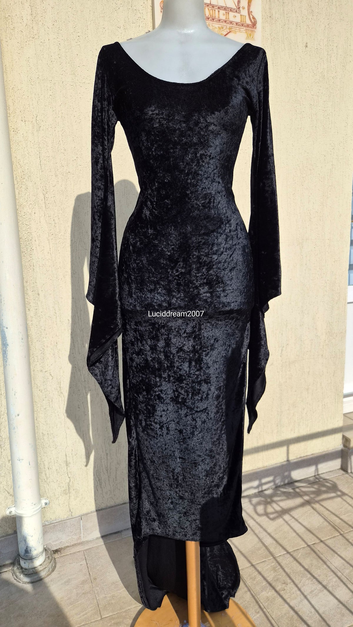 The Black Rose long black velvet dress
