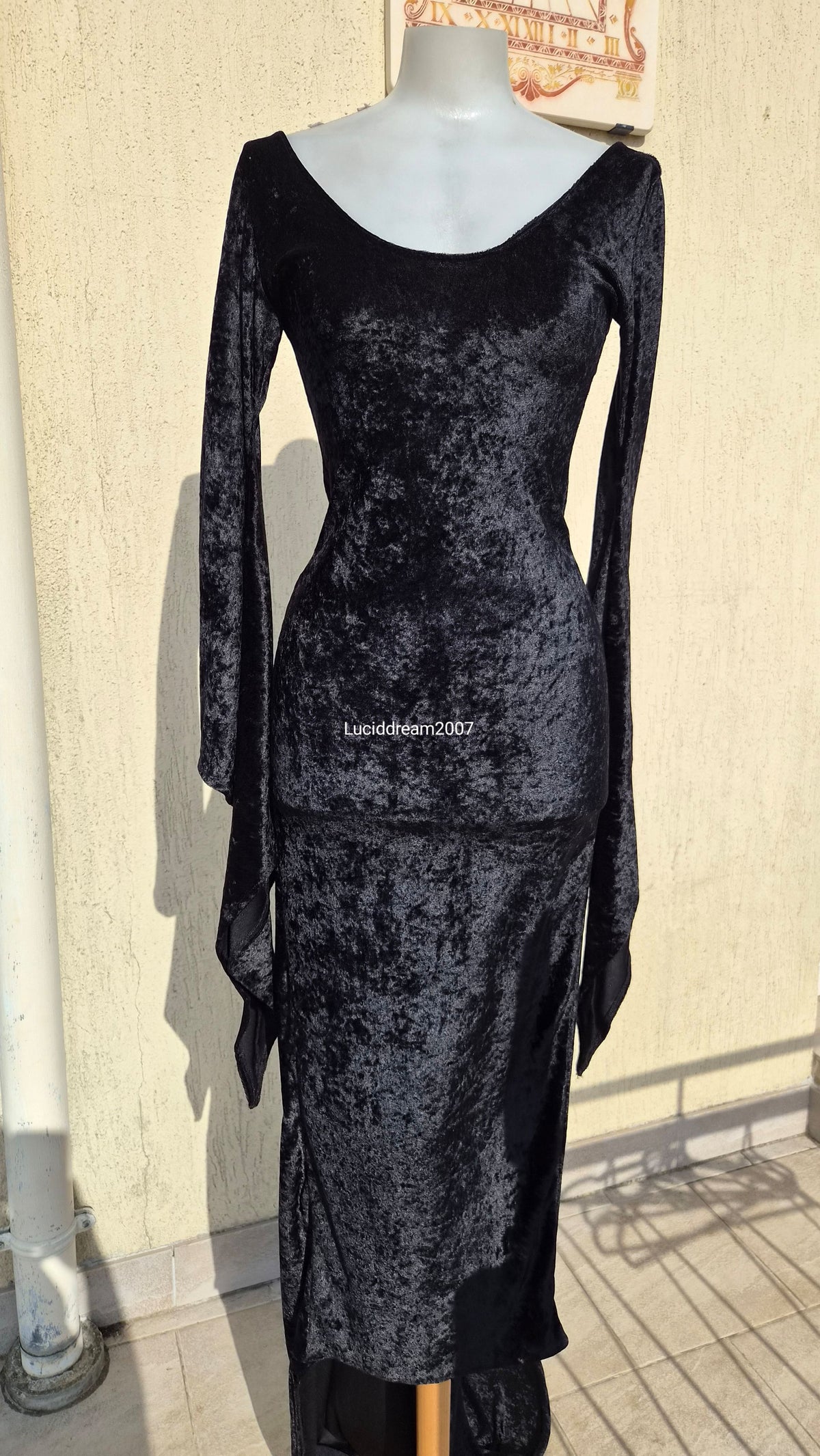 The Black Rose long black velvet dress