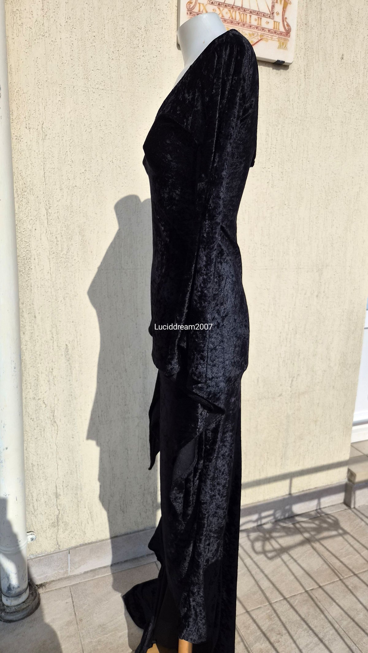 The Black Rose long black velvet dress