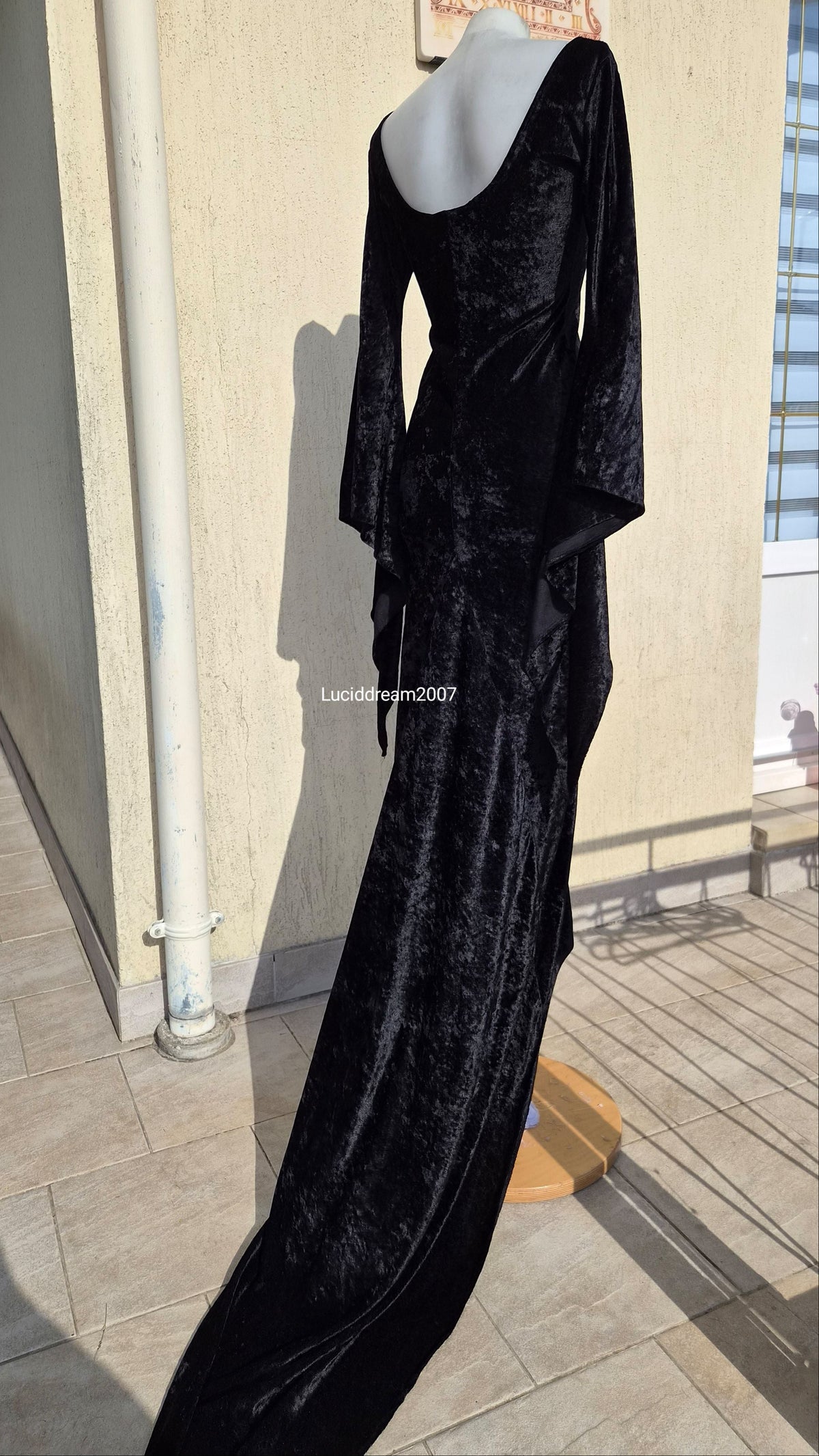 The Black Rose long black velvet dress
