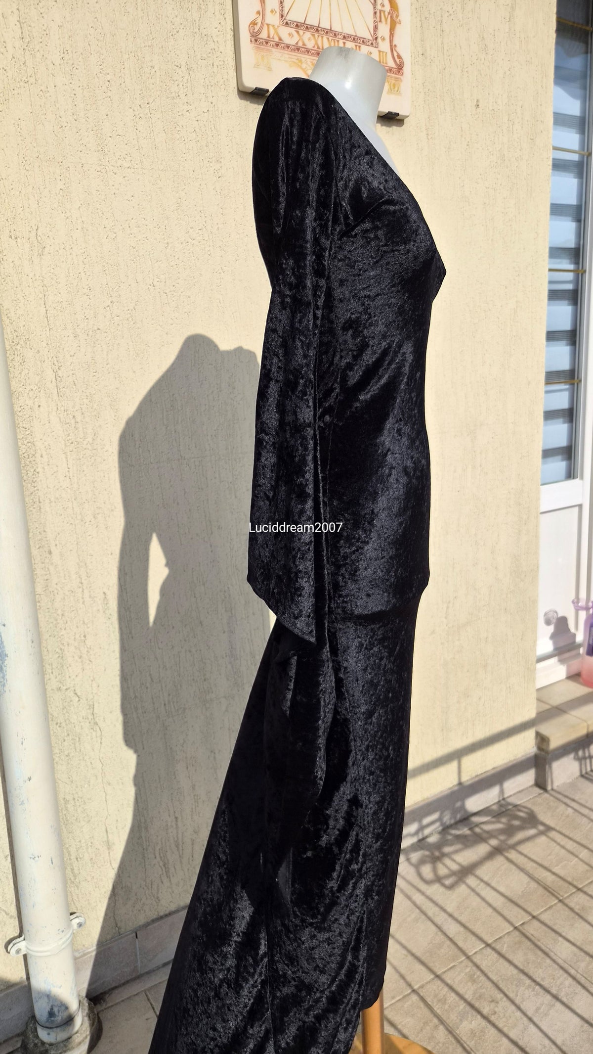 The Black Rose long black velvet dress