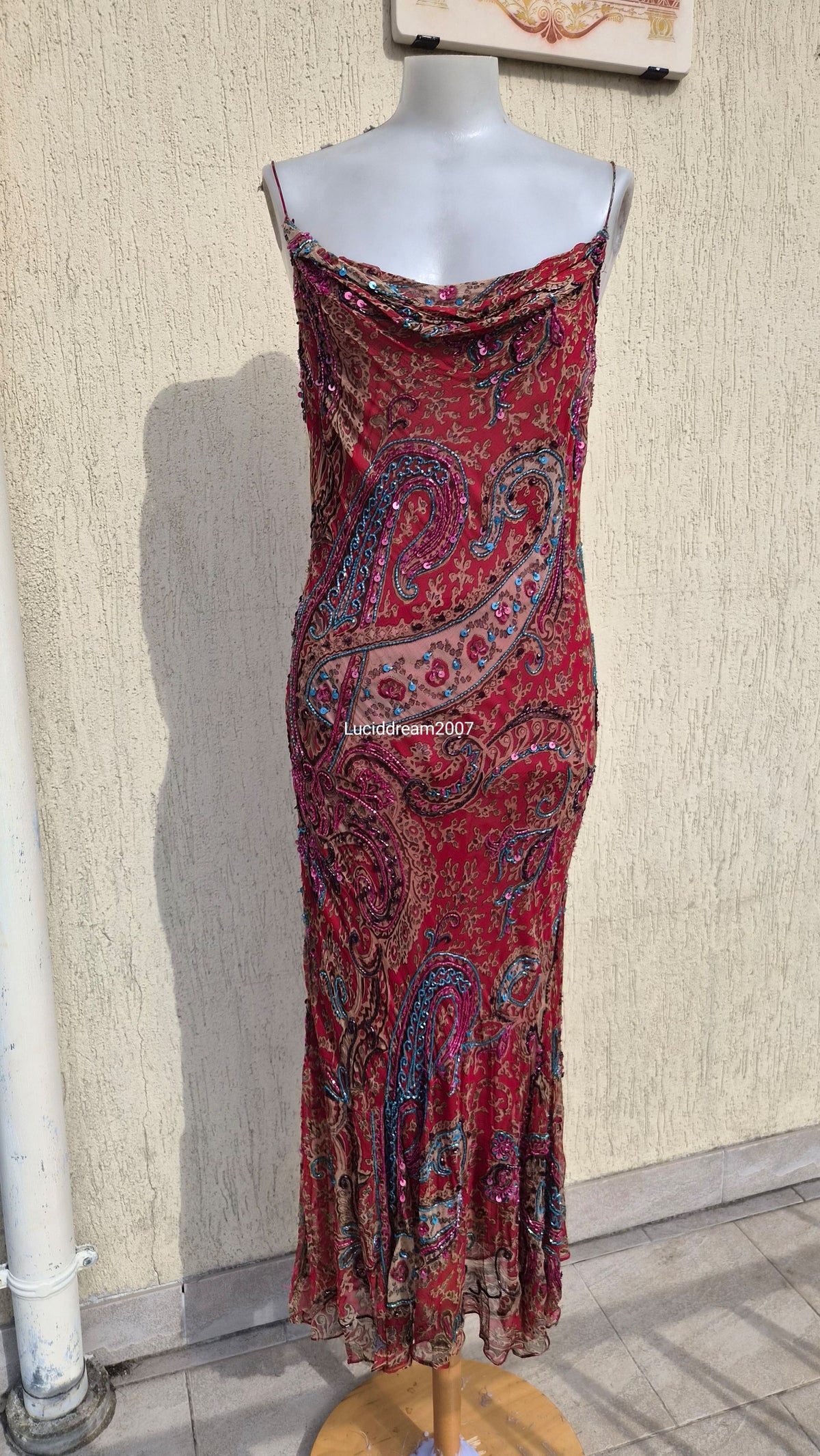 Red embroidered dress
