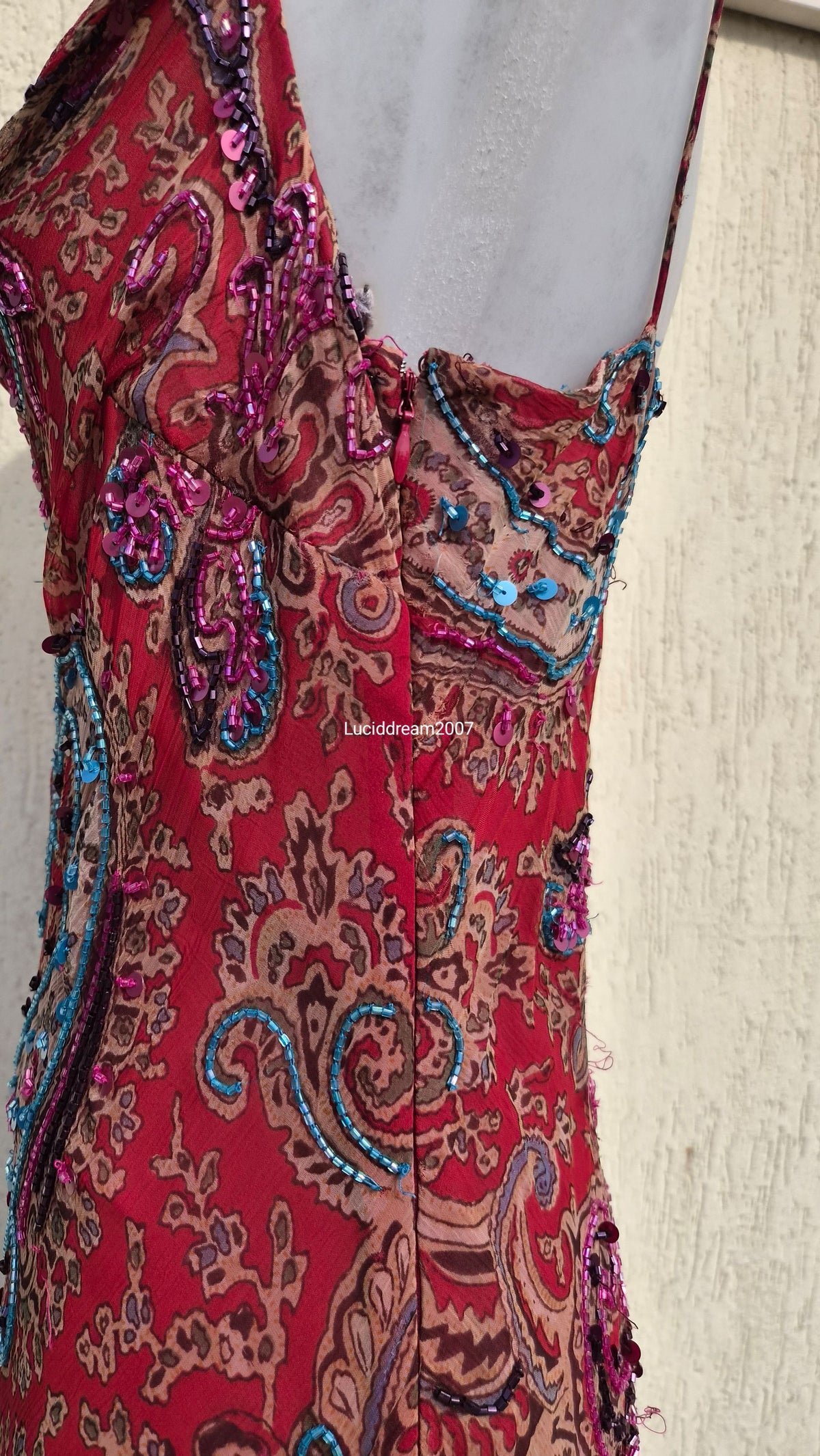 Red embroidered dress