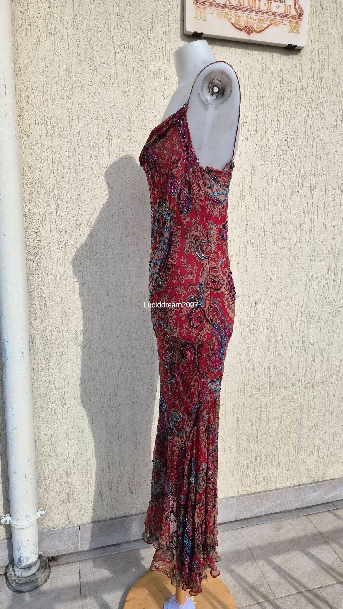 Red embroidered dress