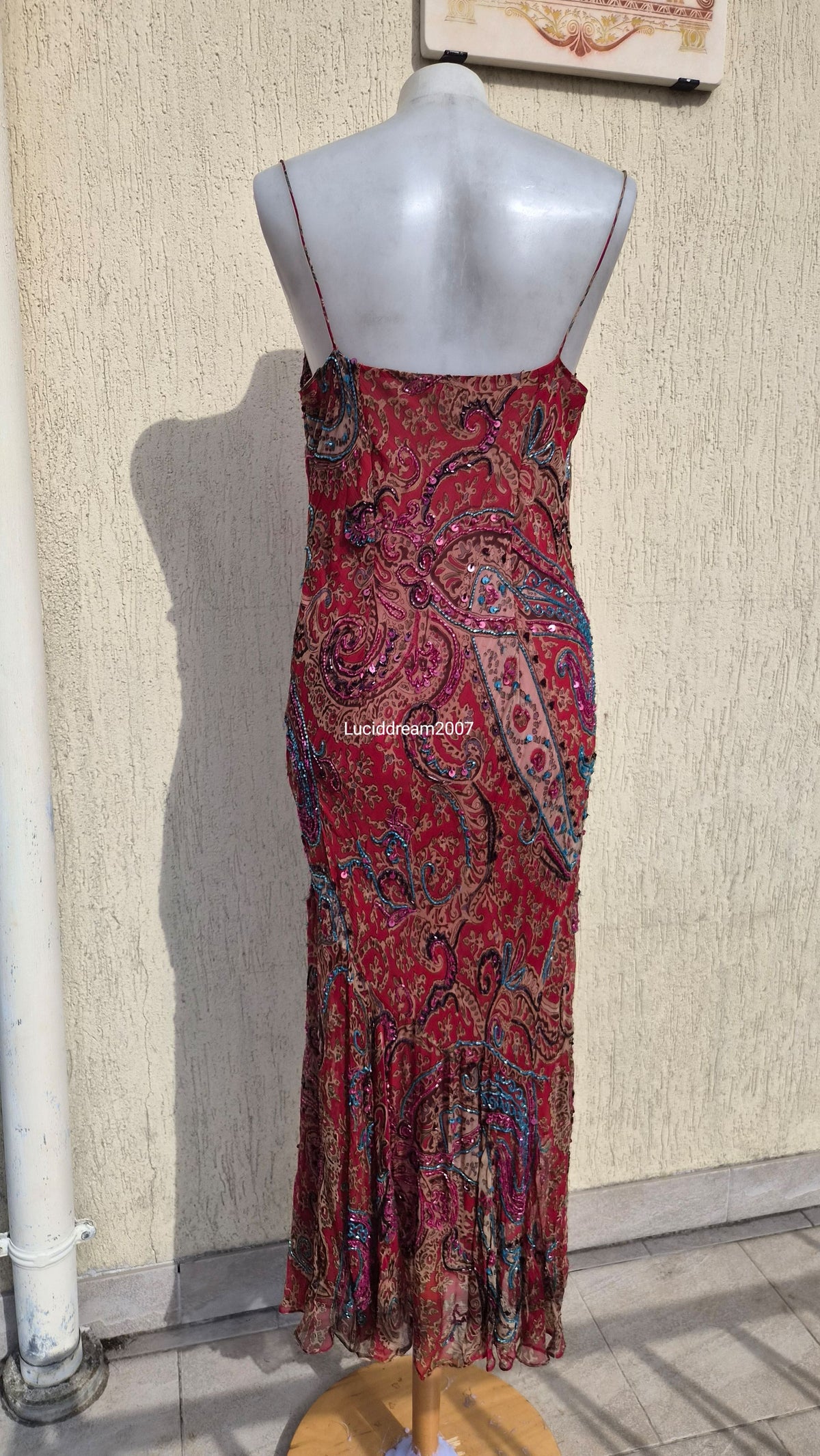 Red embroidered dress