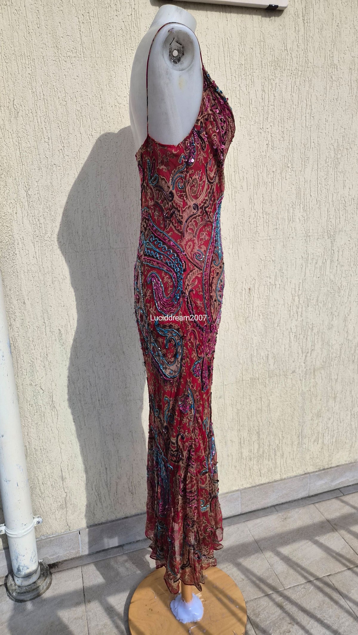 Red embroidered dress