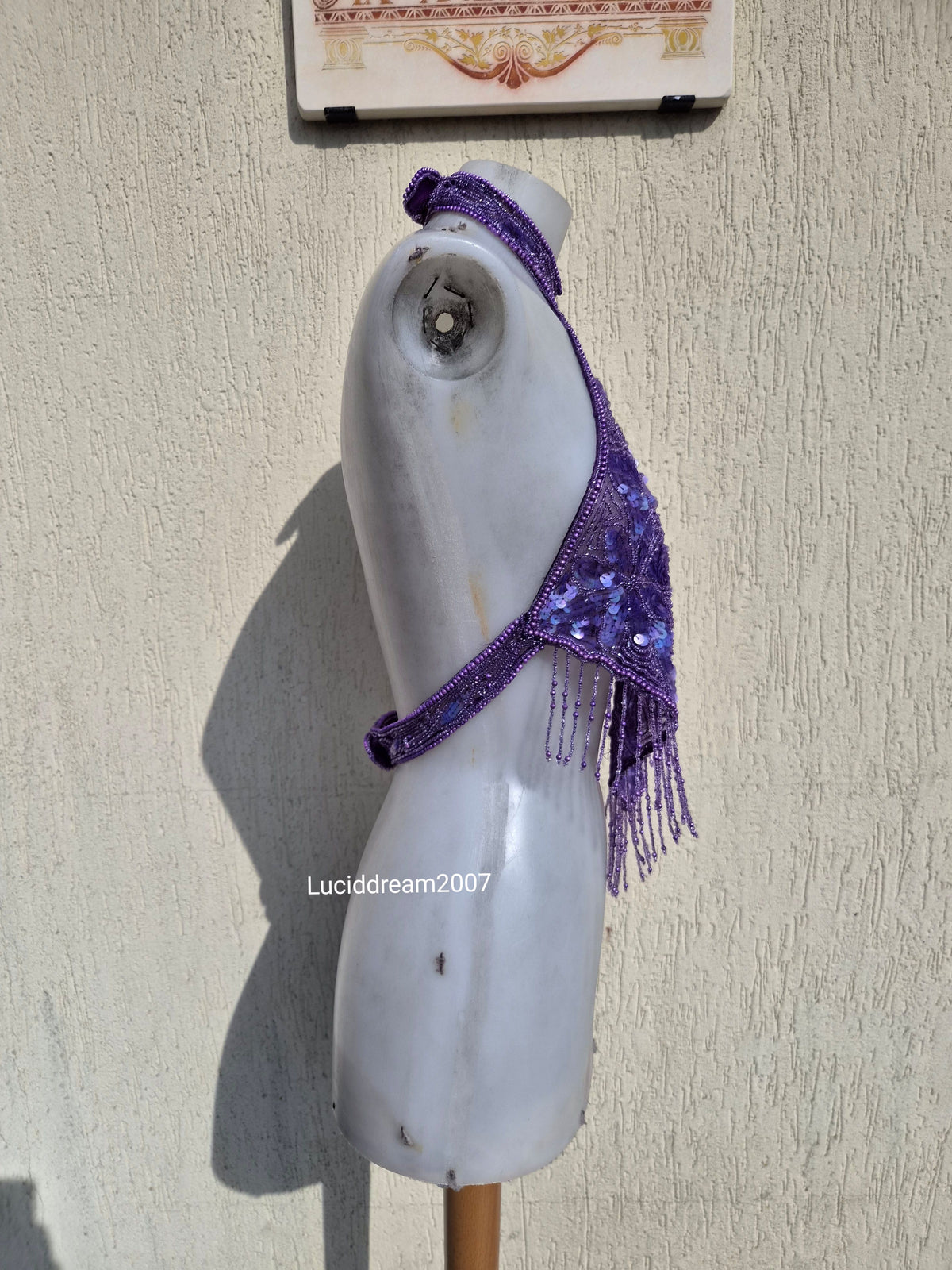 Dos nu brodé de sequins violet