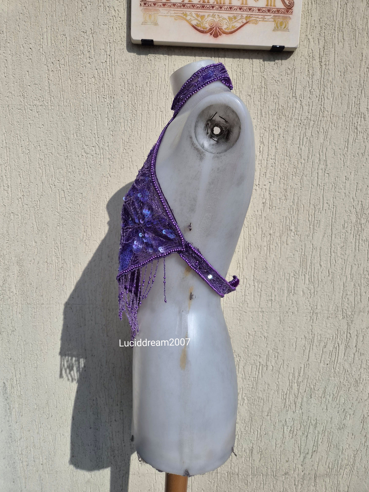 Dos nu brodé de sequins violet