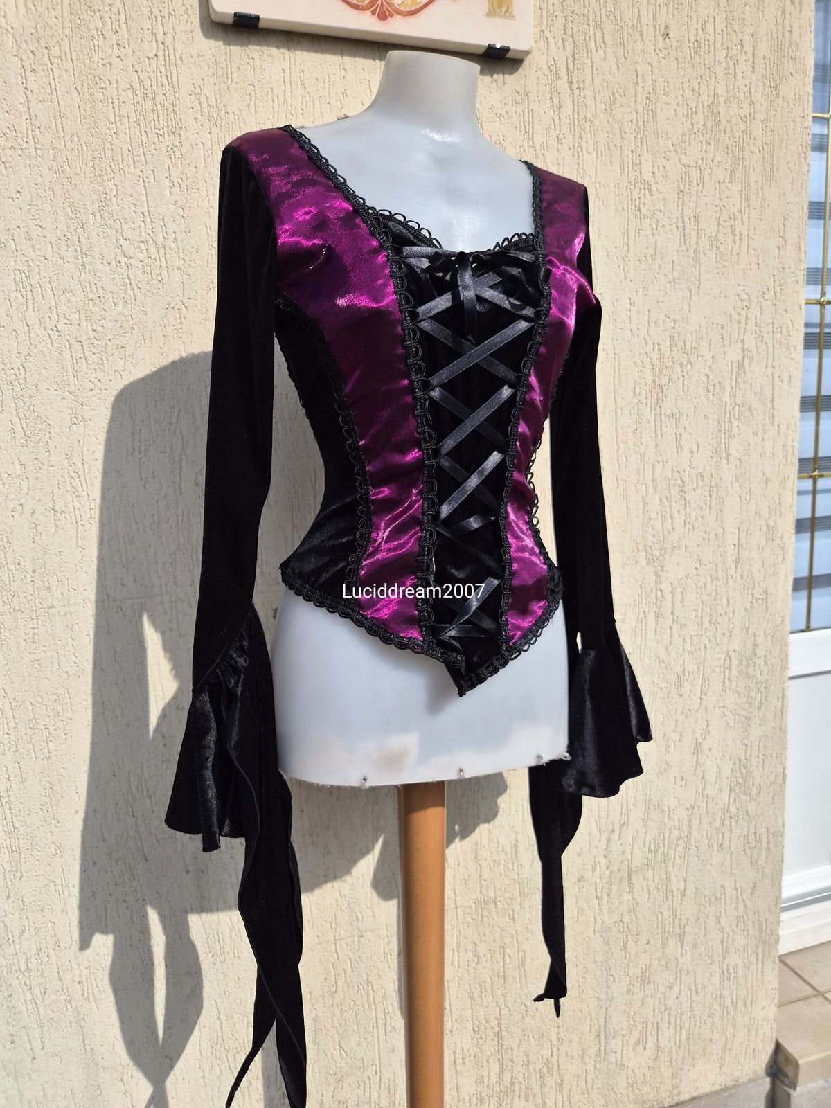 Haut en velours noir et violet Sinister