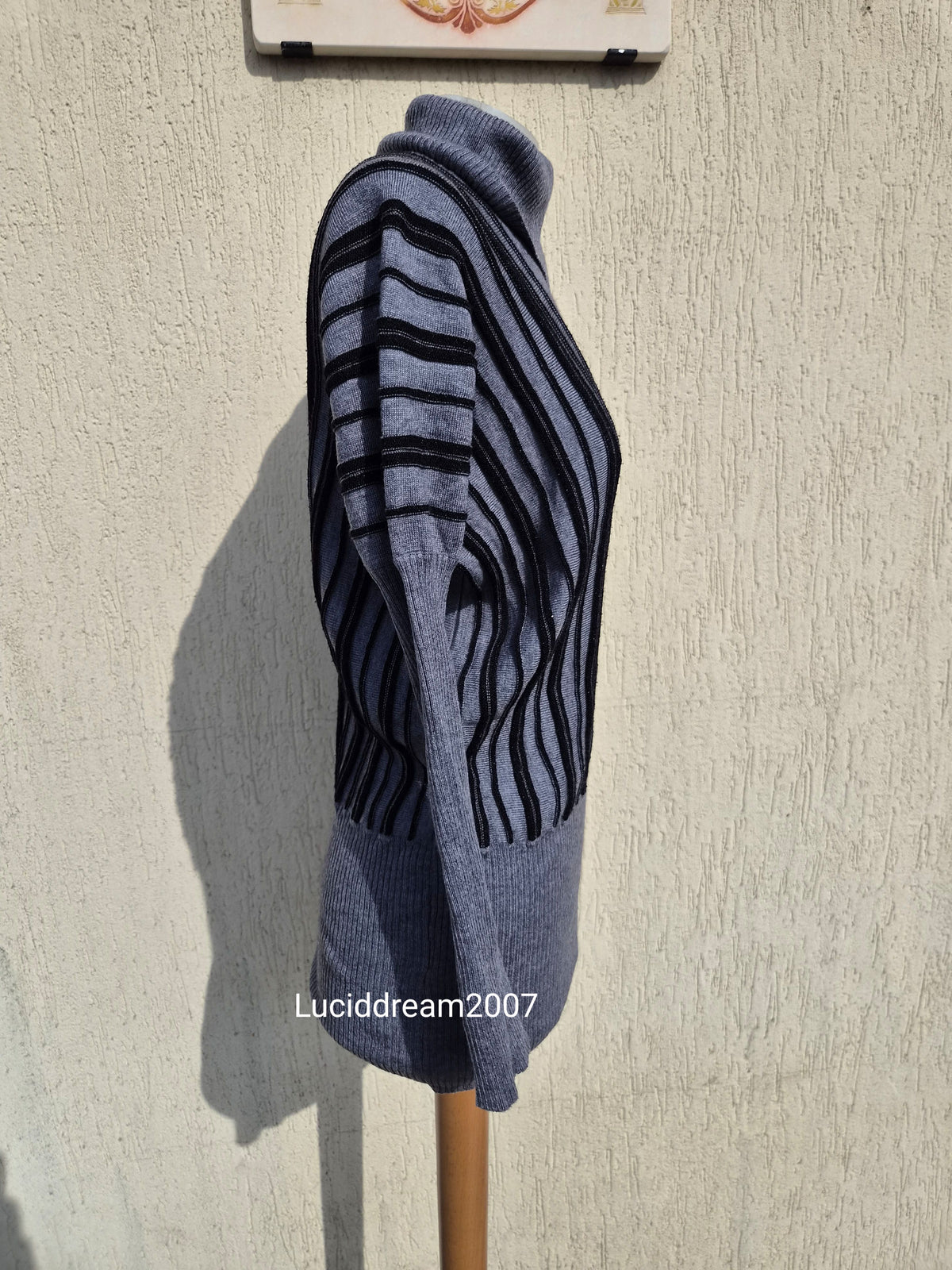 Grey striped batwing sweater
