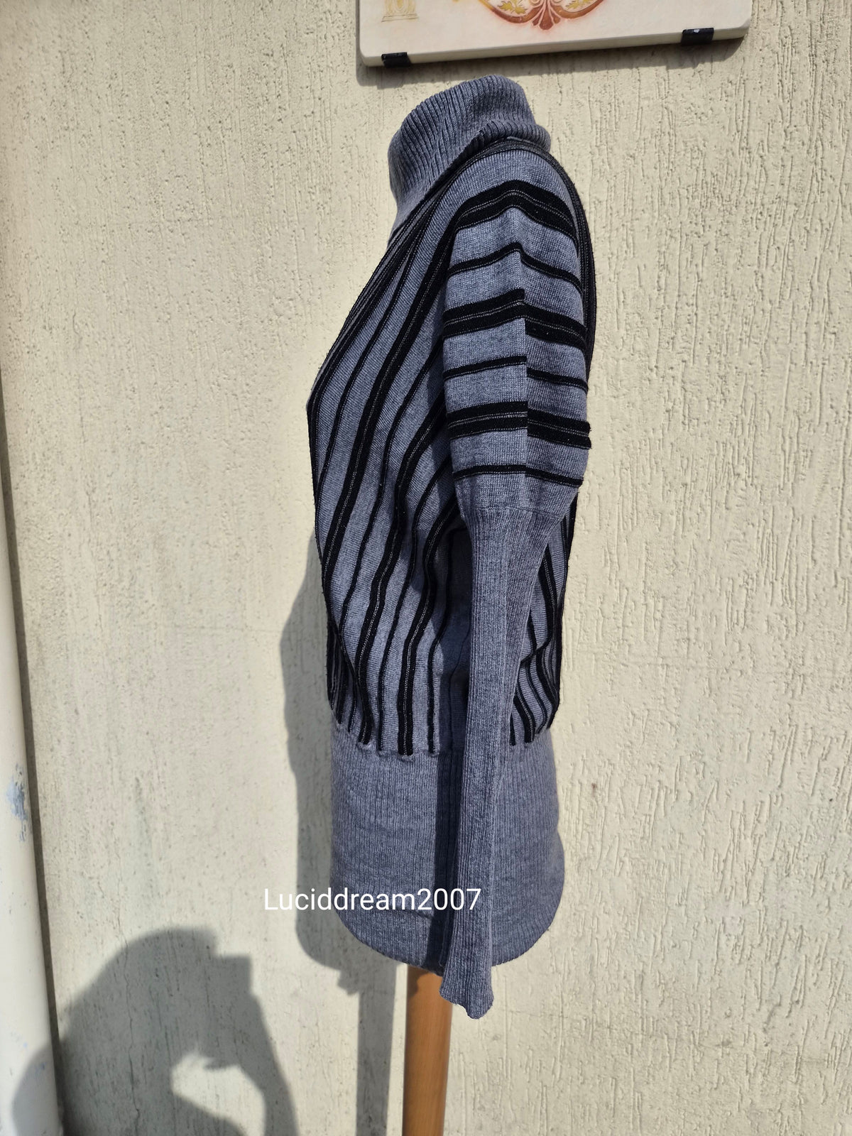 Grey striped batwing sweater