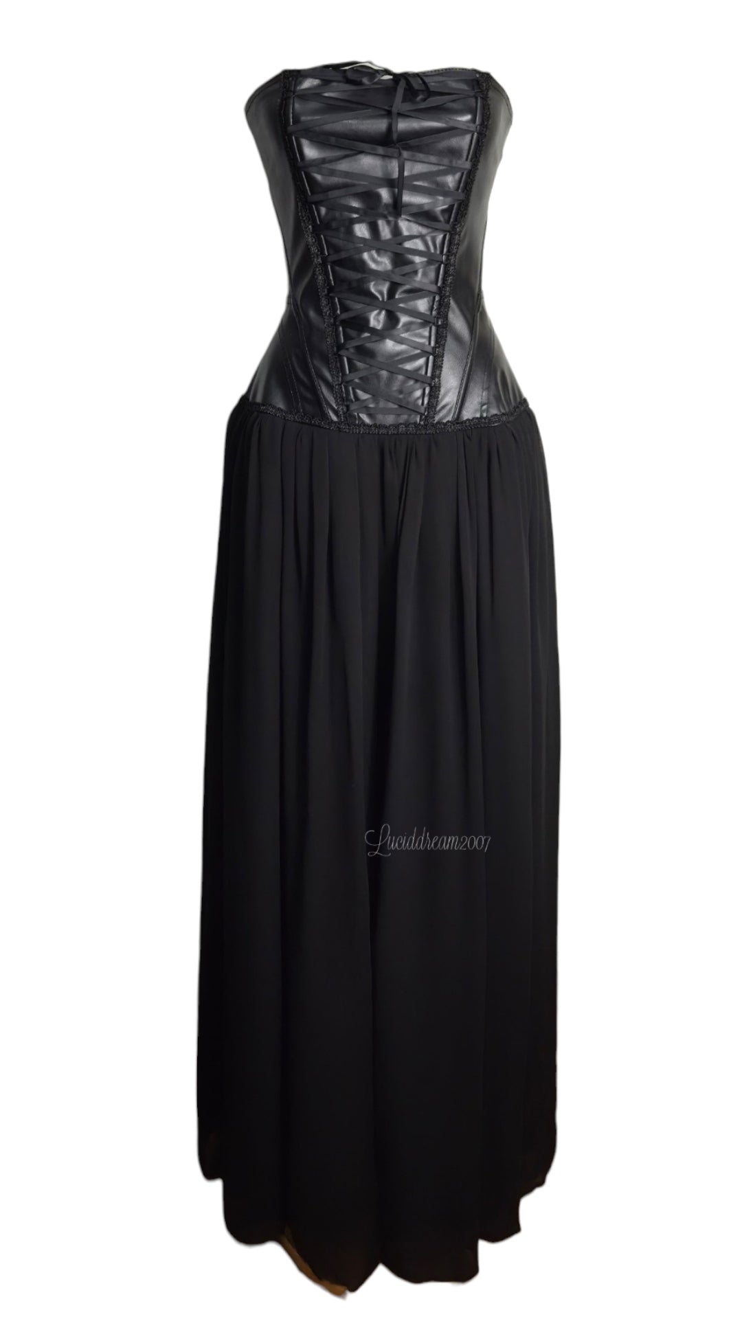 Maxi robe noire avec laçage Phaze