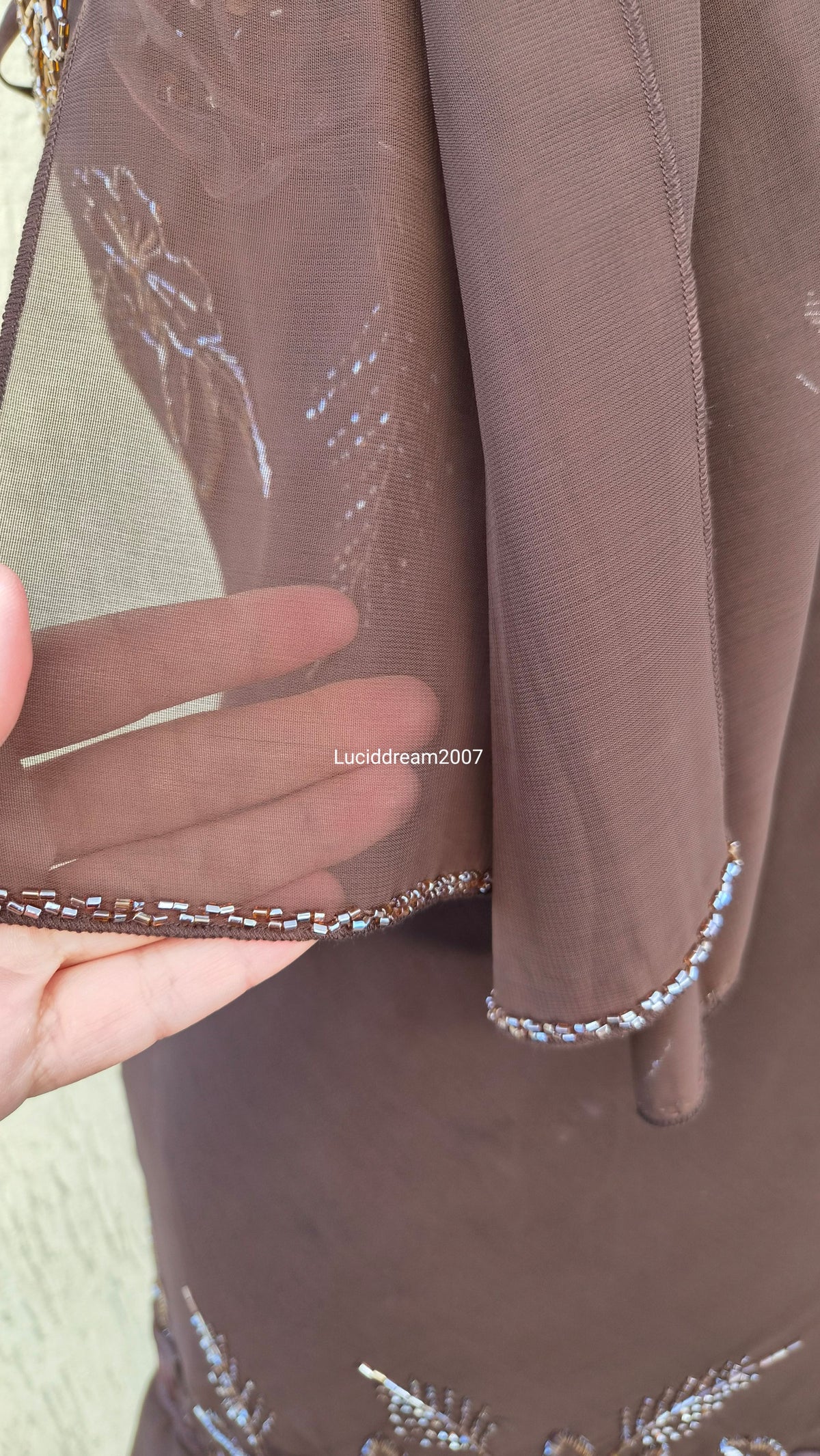 Brown embroidered voile dress