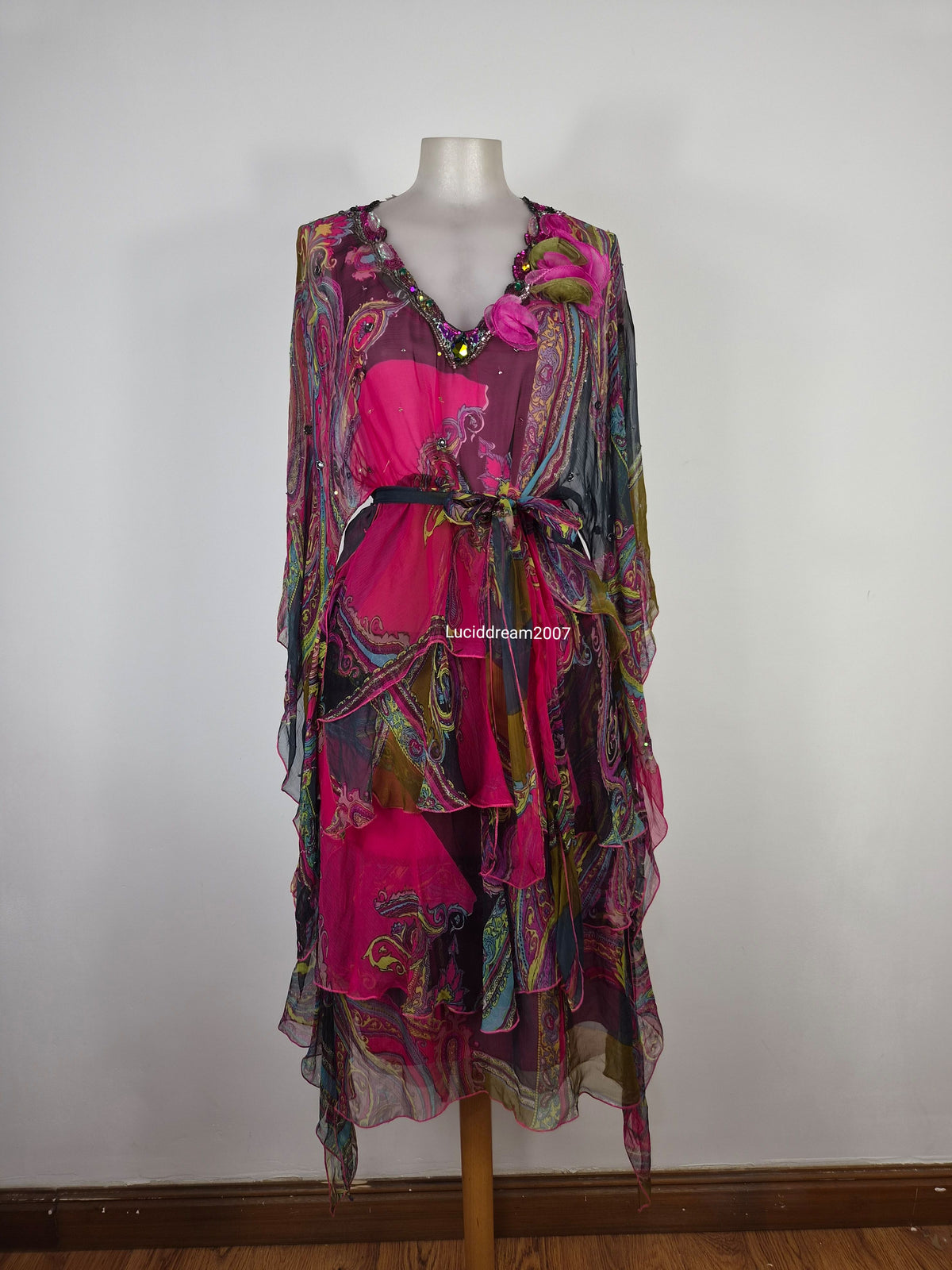 Ensemble blouse et robe tons roses
