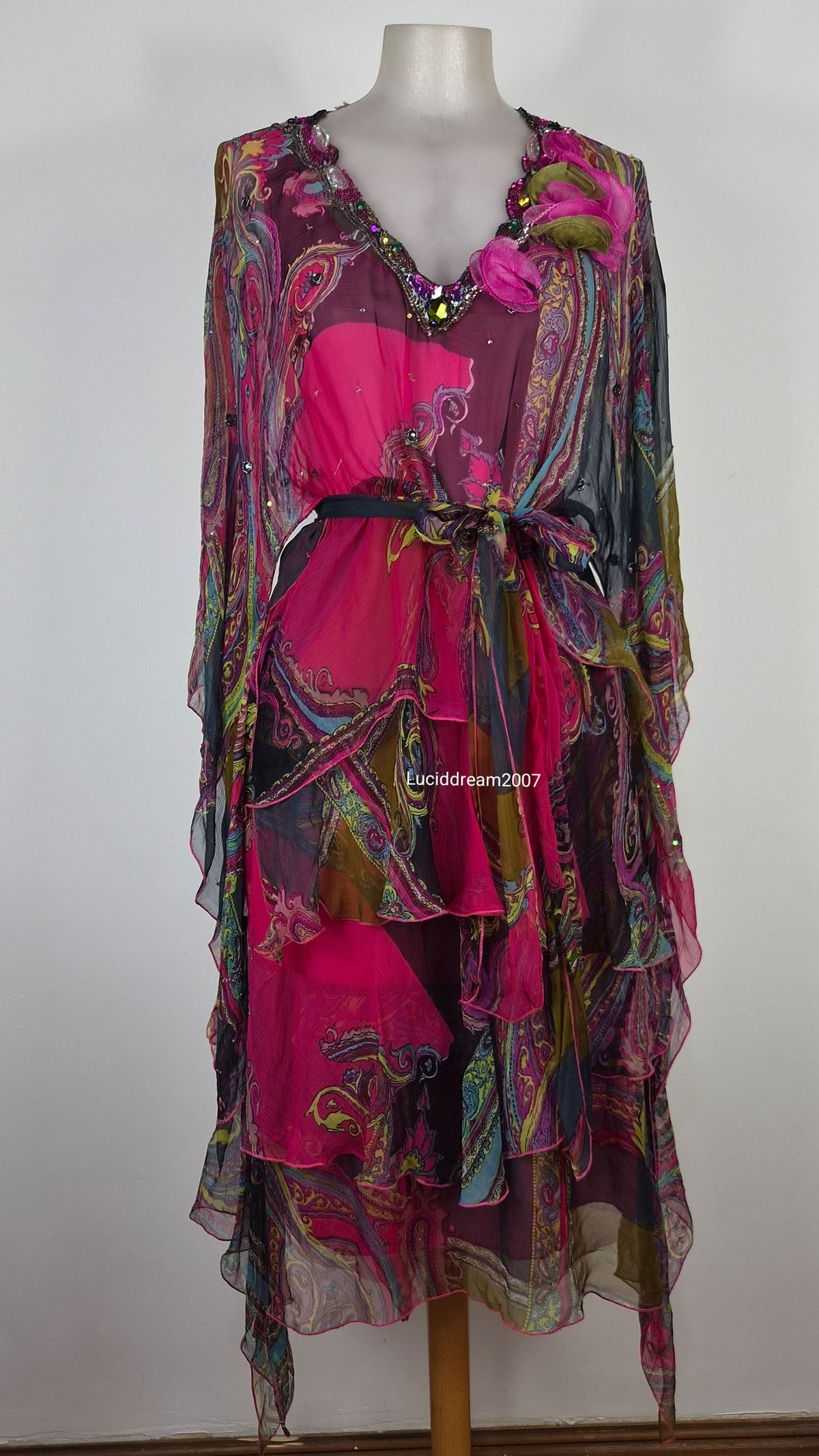 Ensemble blouse et robe tons roses