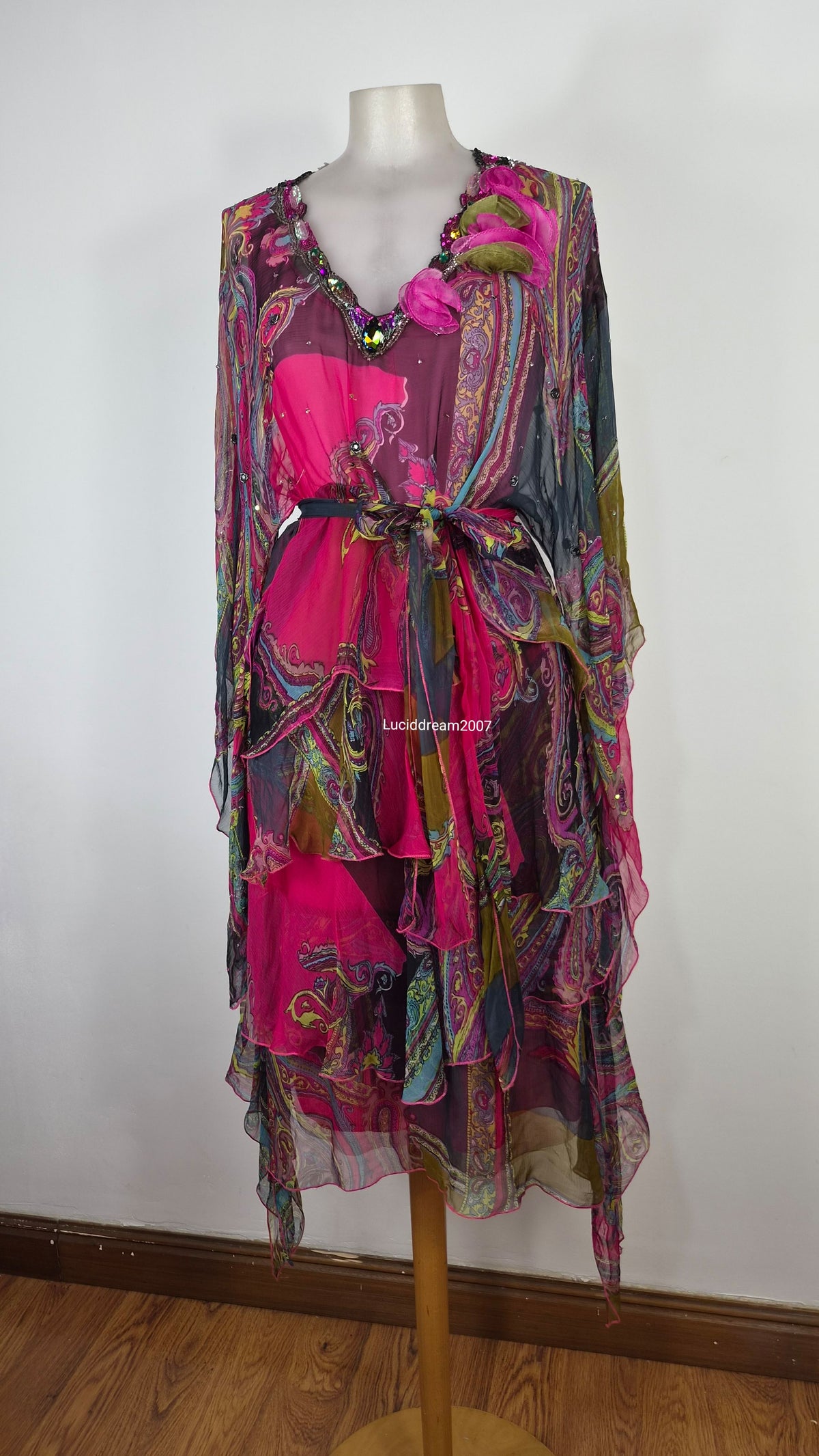 Ensemble blouse et robe tons roses