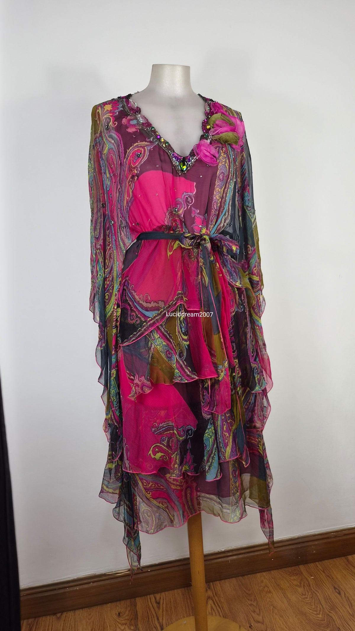 Ensemble blouse et robe tons roses